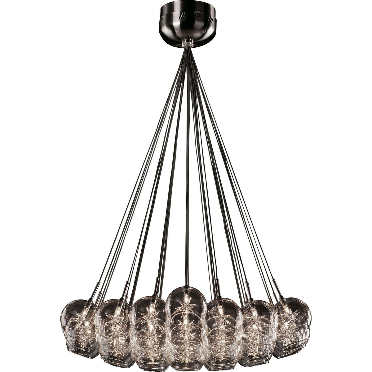 ET2 - E20112-24 - 37 Light Pendant - Starburst - Satin Nickel
