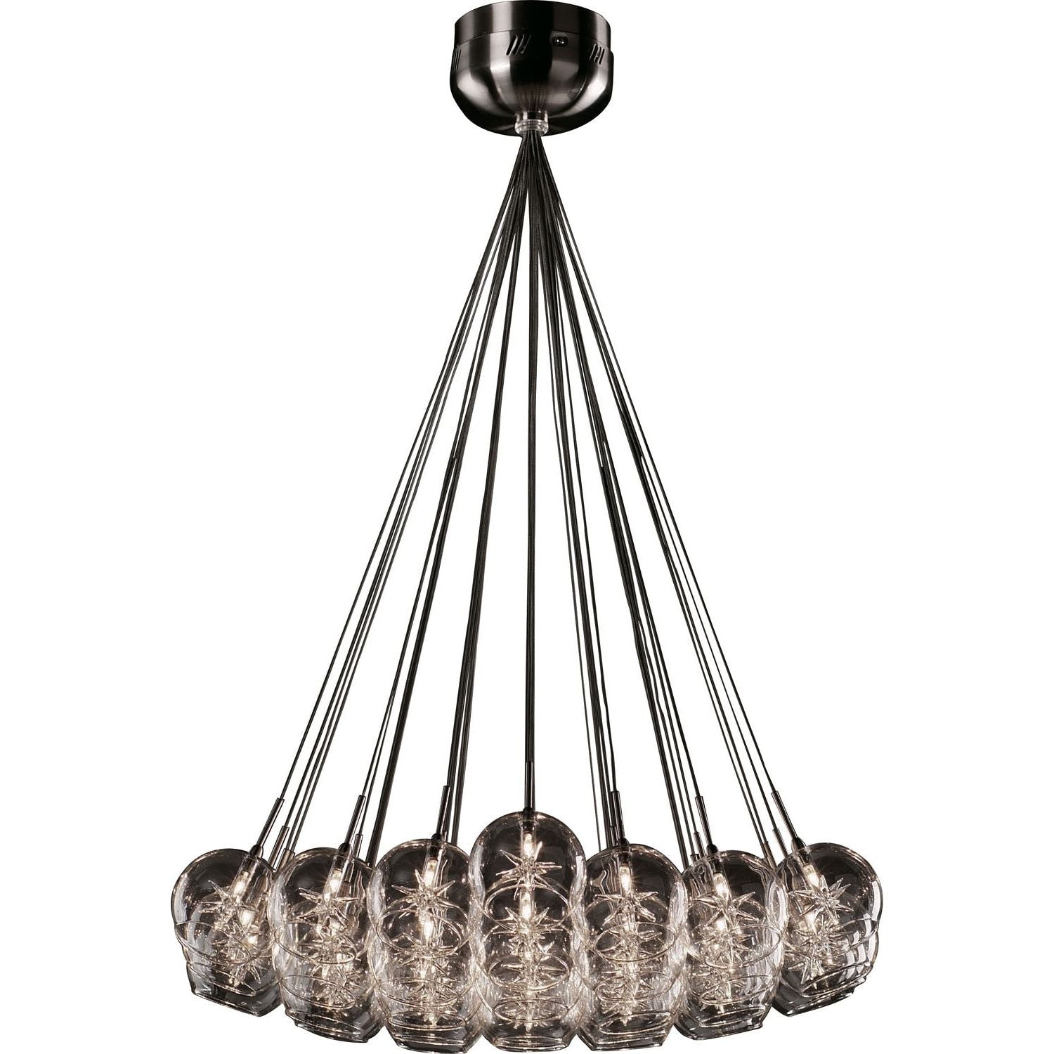 ET2 - E20112-24 - 37 Light Pendant - Starburst - Satin Nickel