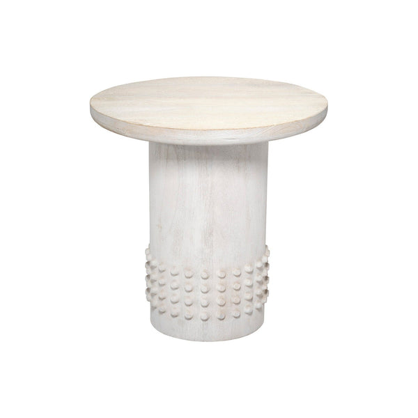 Table d'appoint en bois lavé clouté