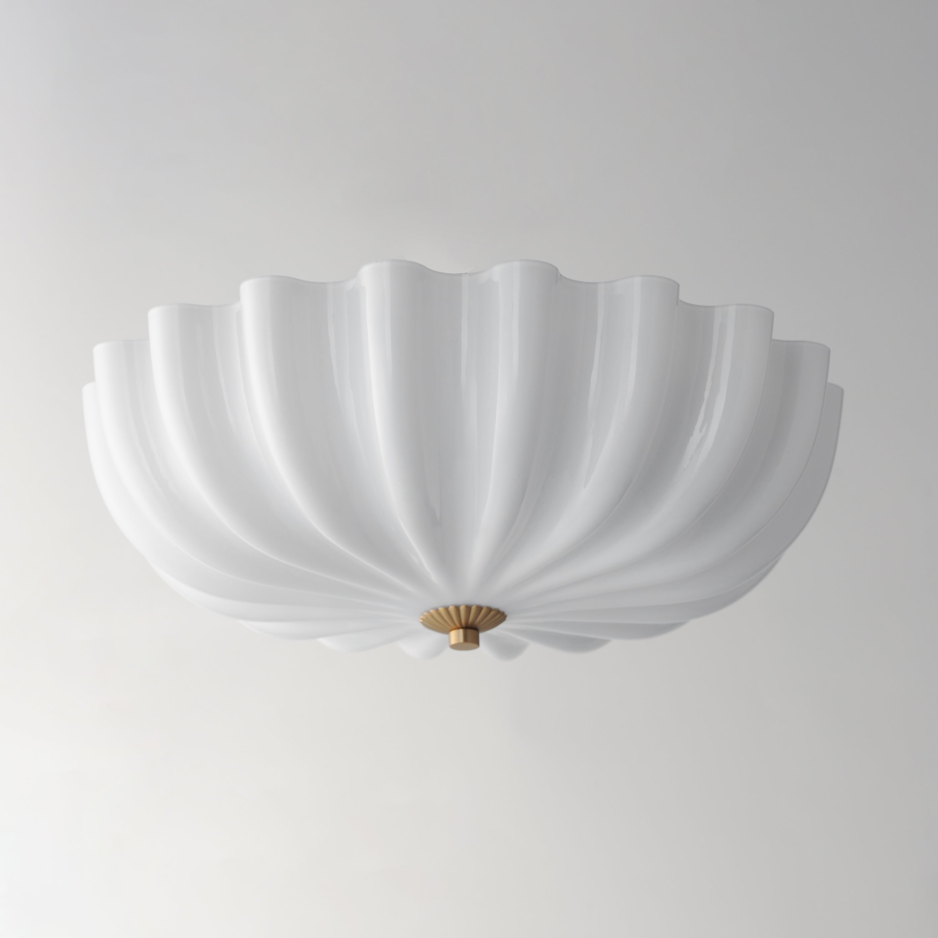 Maxim Lighting 22650WTNAB Bundt 15" Flush Mount in White/Natural Aged Brass