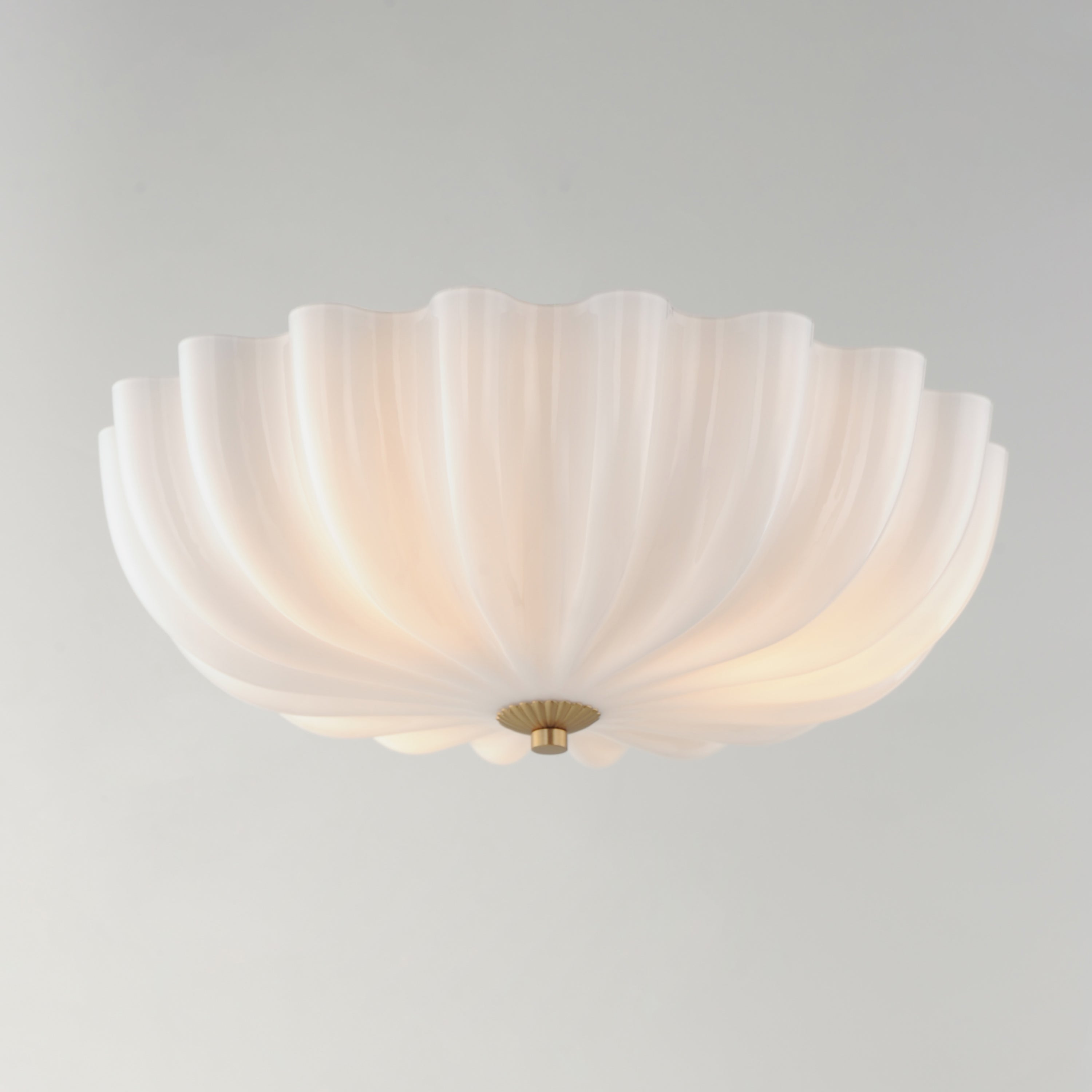 Maxim Lighting 22650WTNAB Bundt 15" Flush Mount in White/Natural Aged Brass