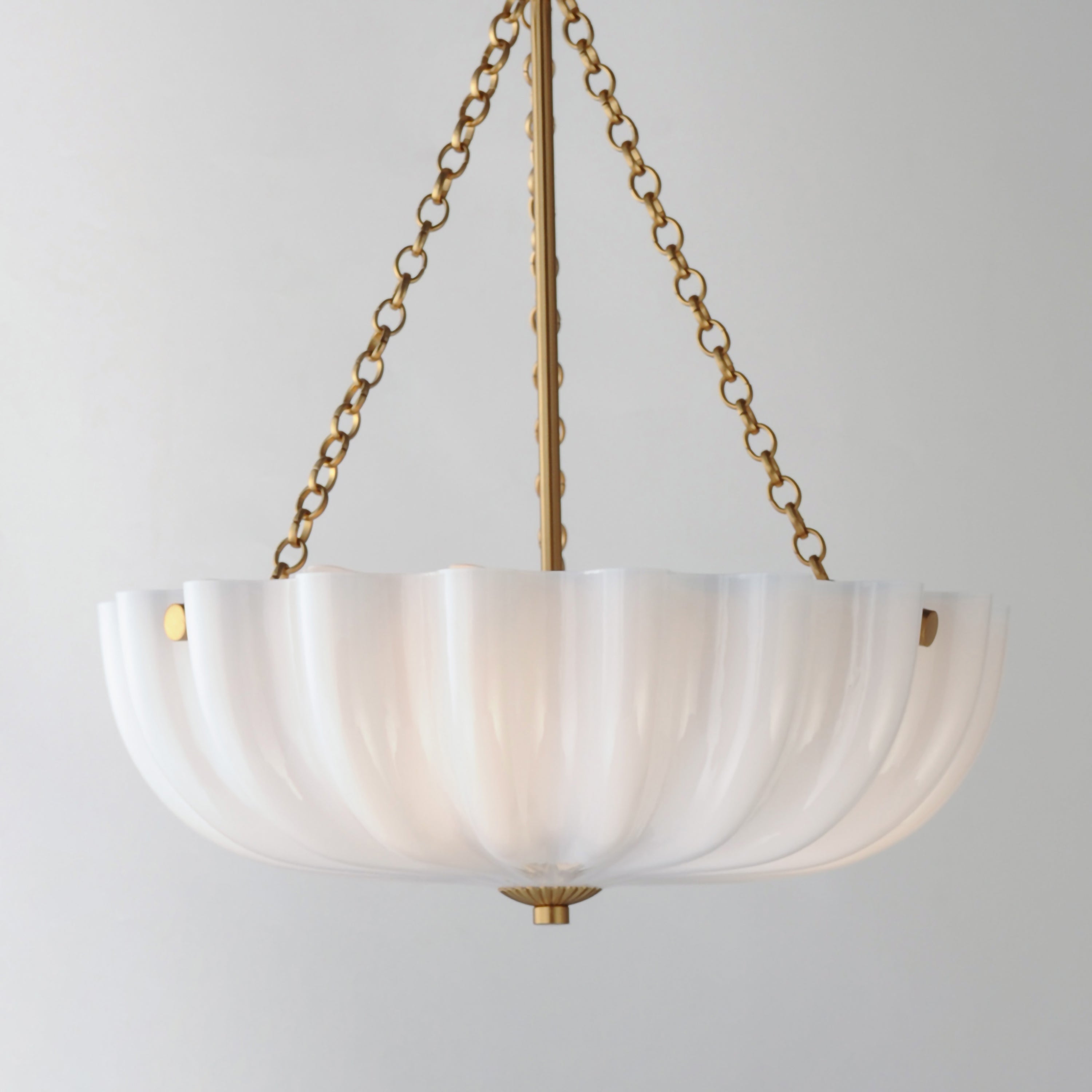 Maxim Lighting 22652WTNAB Bundt Pendant / Semi-Flush in White/Natural Aged Brass