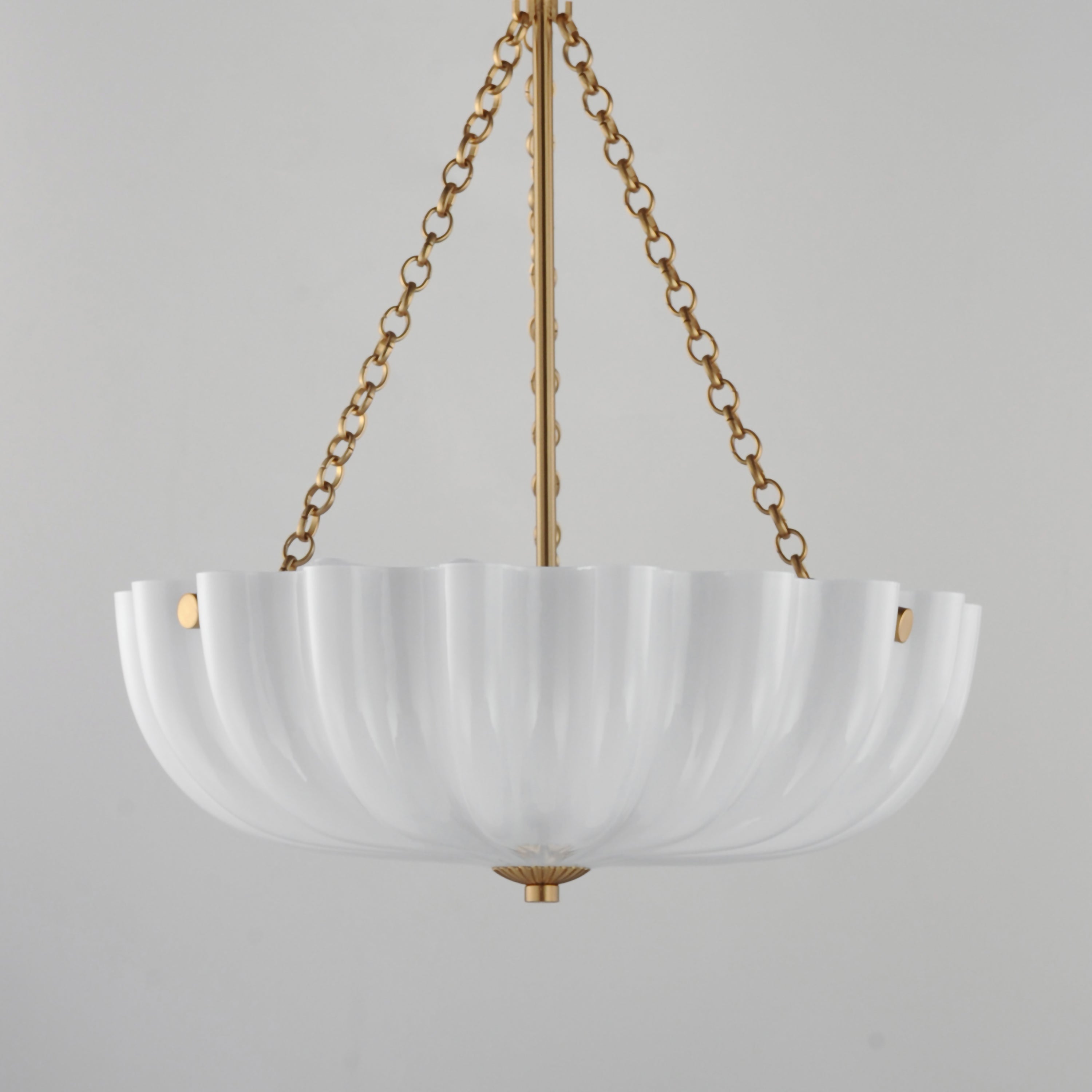 Maxim Lighting 22652WTNAB Bundt Pendant / Semi-Flush in White/Natural Aged Brass