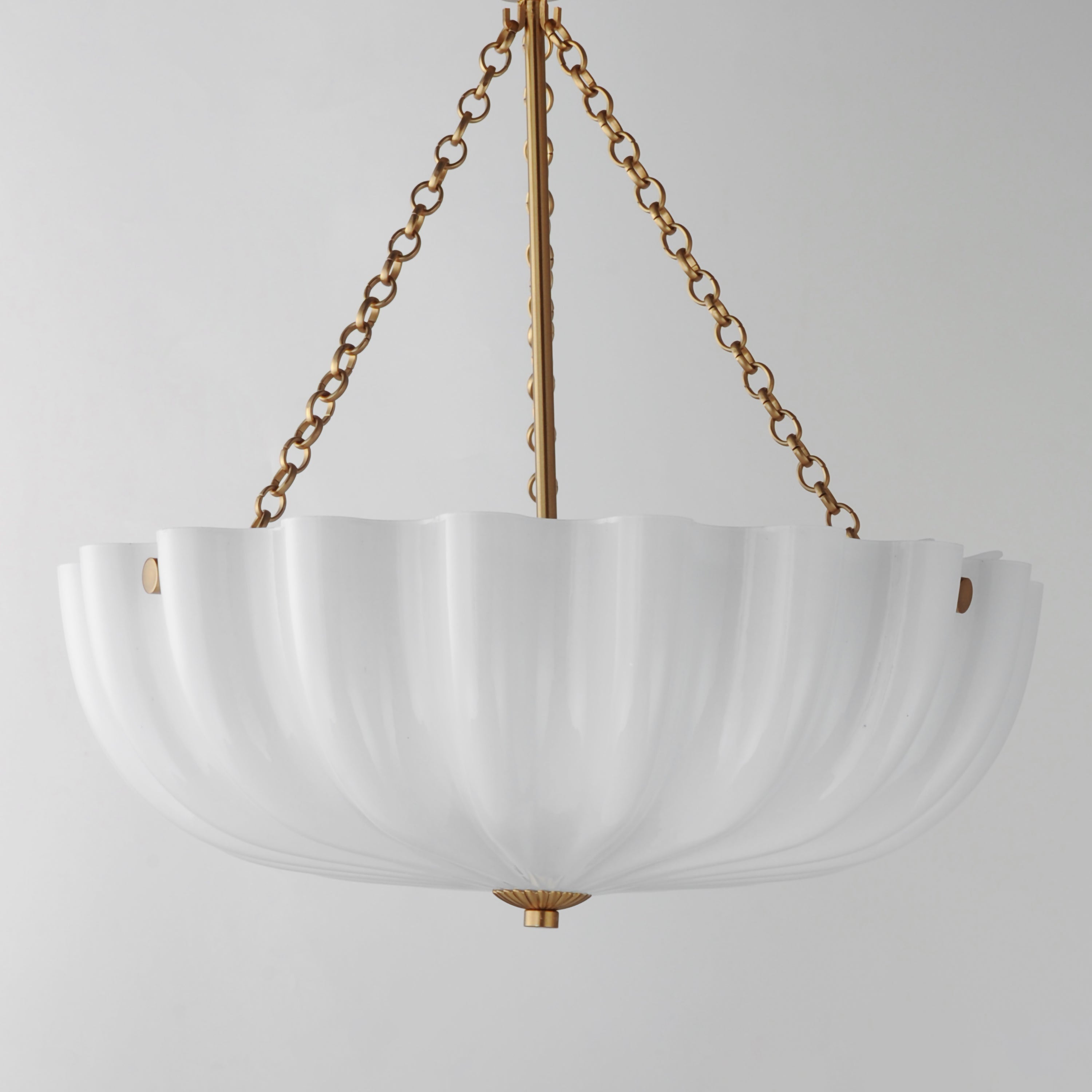 Maxim Lighting 22653WTNAB Bundt Pendant / Semi-Flush in White/Natural Aged Brass