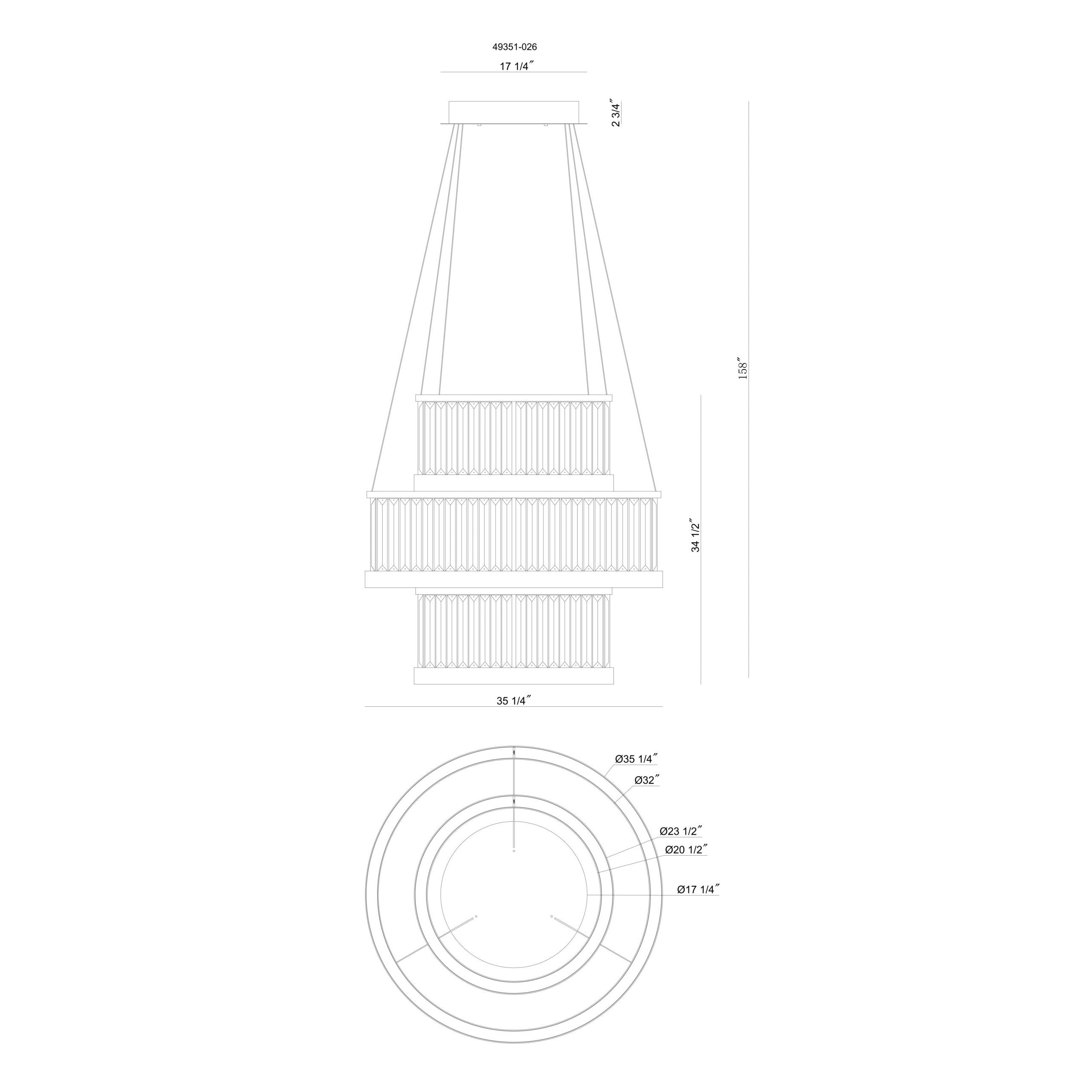 Eurofase 49350-012 Empra LED Cristal Suspendu en or