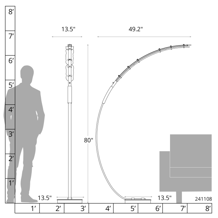 Hubbardton Forge 241108 Glissade LED Arc Floor Lamp