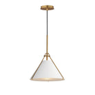 Maxim Lighting 25229WTNAB Lucas Single Pendant in White/Natural Aged Brass