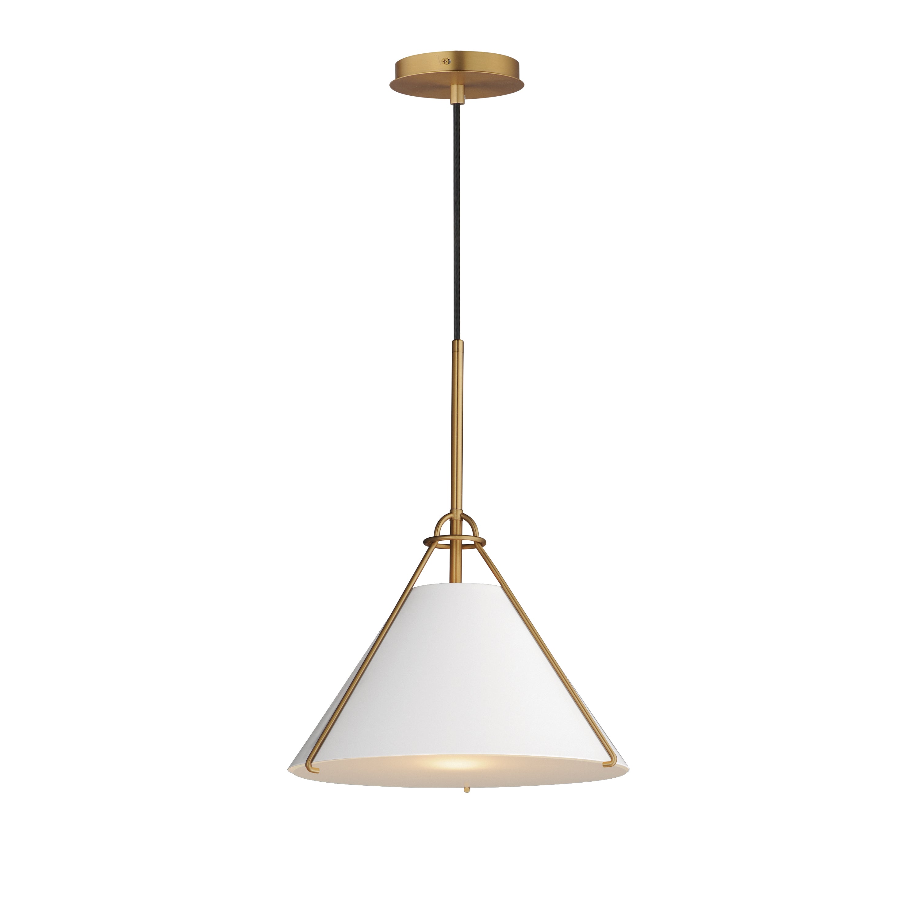 Maxim Lighting 25229WTNAB Lucas Single Pendant in White/Natural Aged Brass