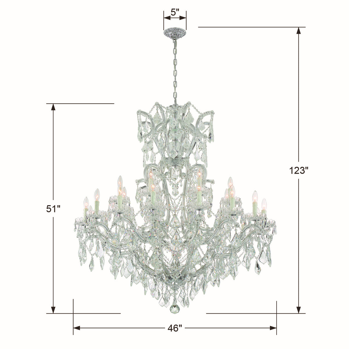 Crystorama - 4424-CH-CL-MWP - 25 Lumière Suspendu - Maria Theresa - Chrome poli