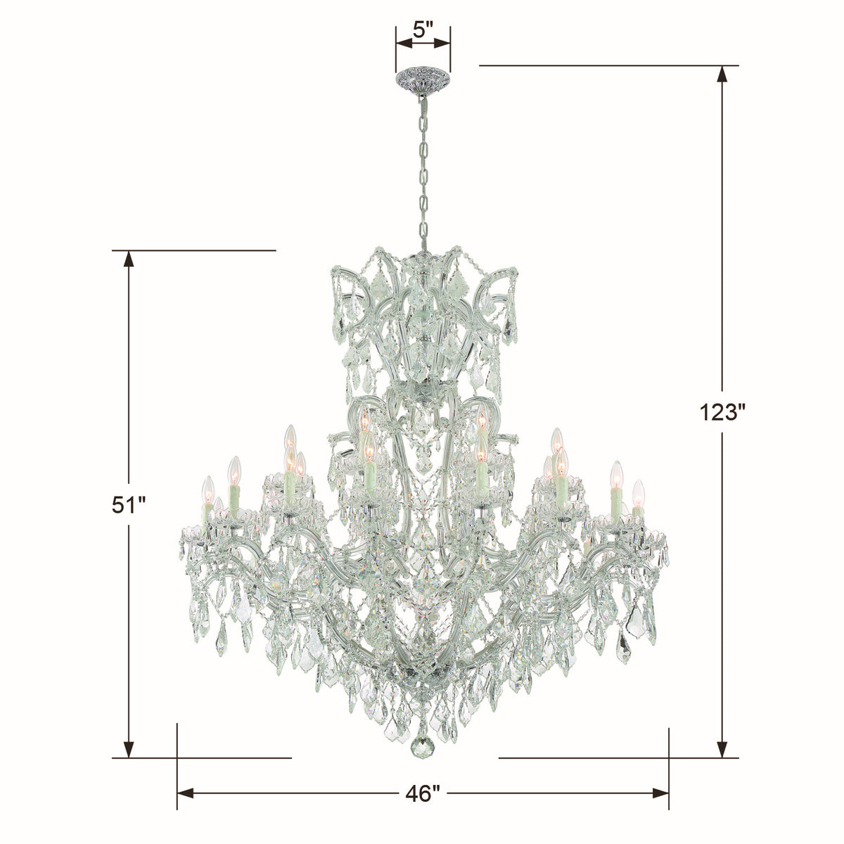 Crystorama - 4424-CH-CL-SAQ - 25 Lumière Suspendu - Maria Theresa - Chrome poli