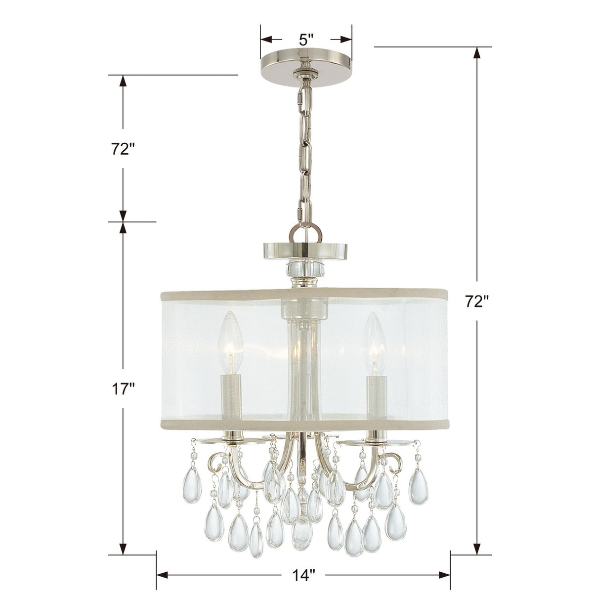 Crystorama - 5623-CH - Mini lampe à trois lumières Suspendu - Hampton - Chrome poli