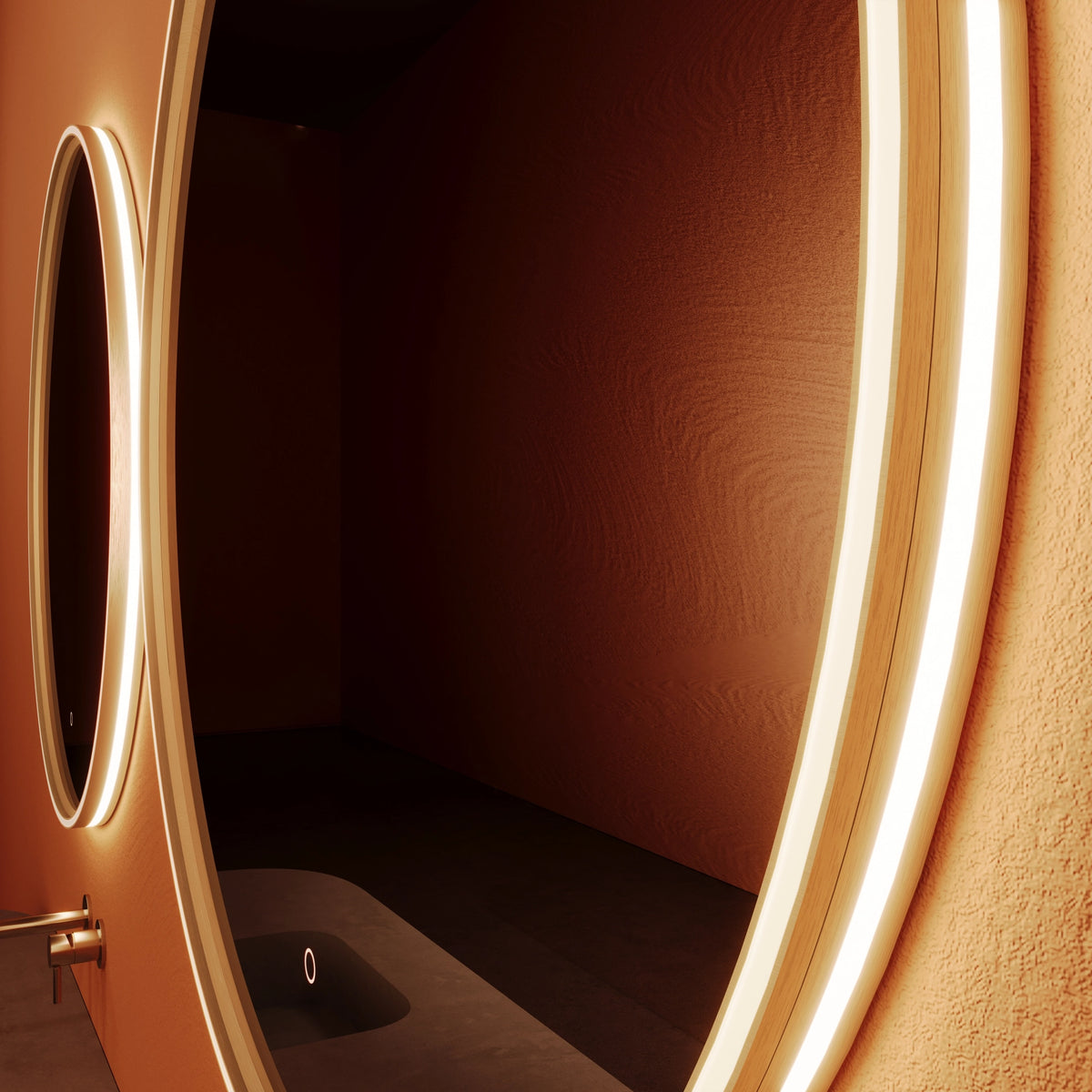 Paris Mirror ORVER4040CCT-TS-GLD Orvella Round LED Mirror in Gold