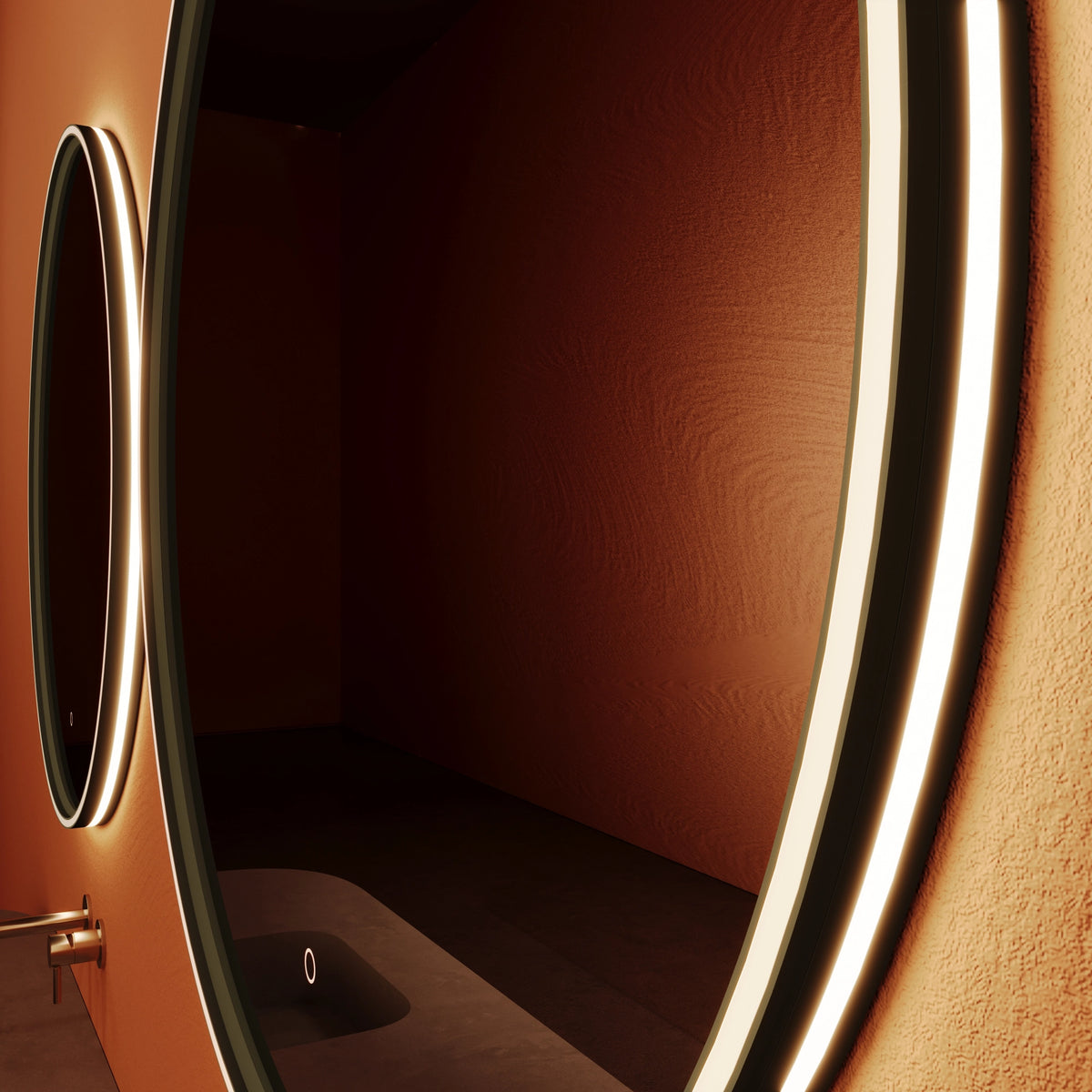 Paris Mirror ORVER4040CCT-TS-BLK Orvella Round LED Mirror in Black