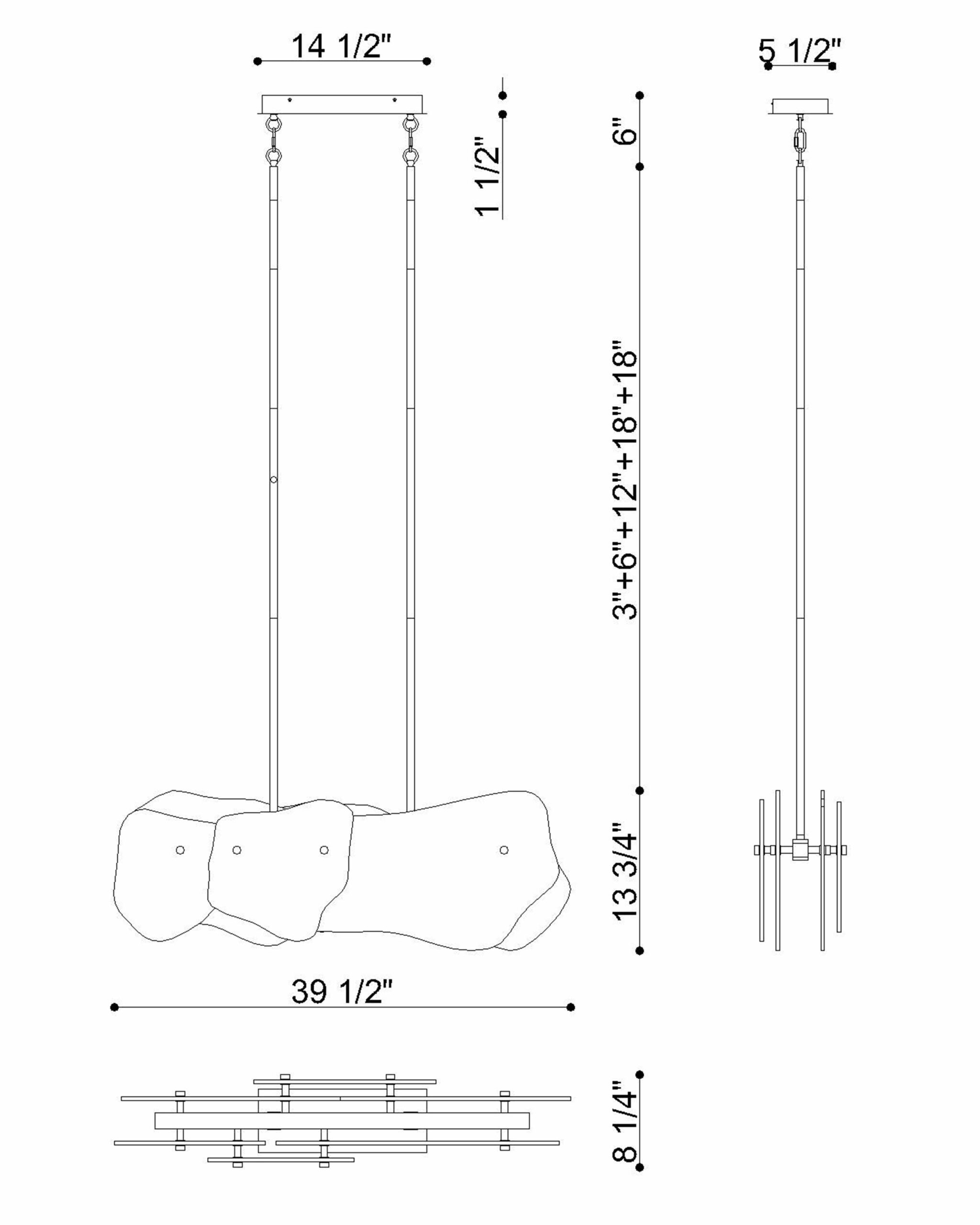 Eurofase 50462-018 Grotto LED Linear Chandelier in Polished Nickel