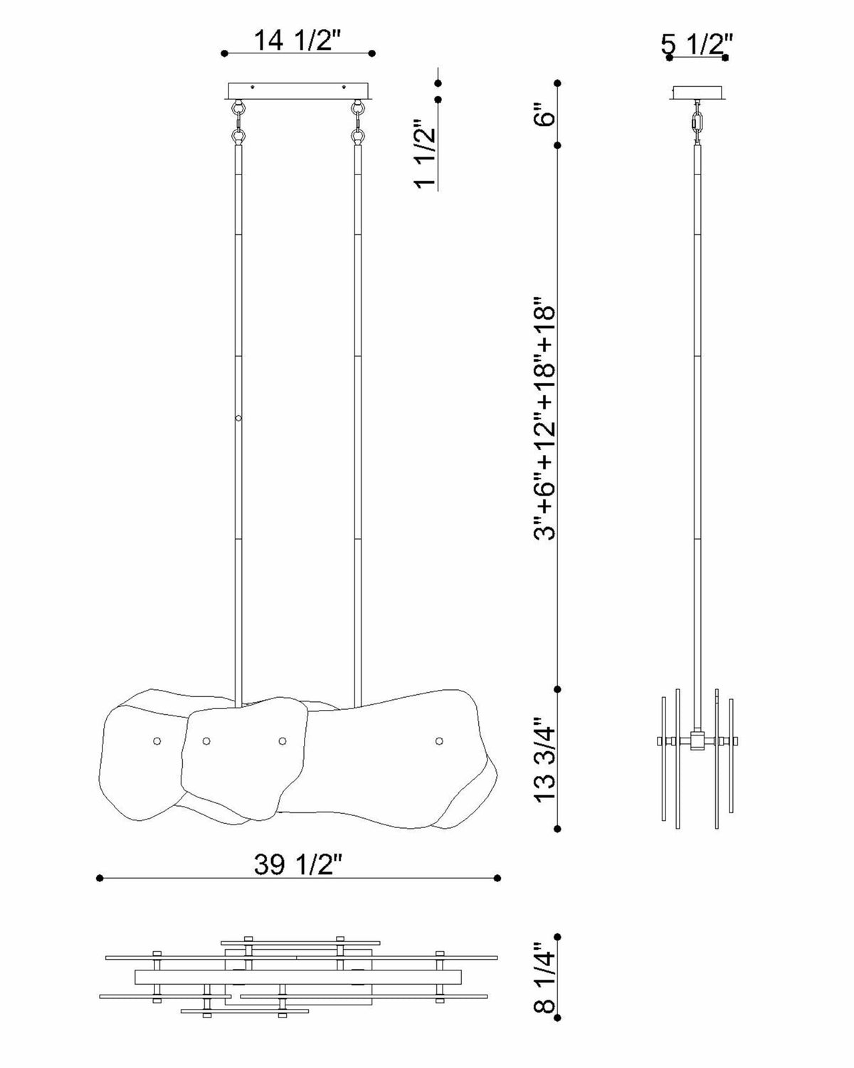 Eurofase 50462-018 Grotto LED Linear Chandelier in Polished Nickel