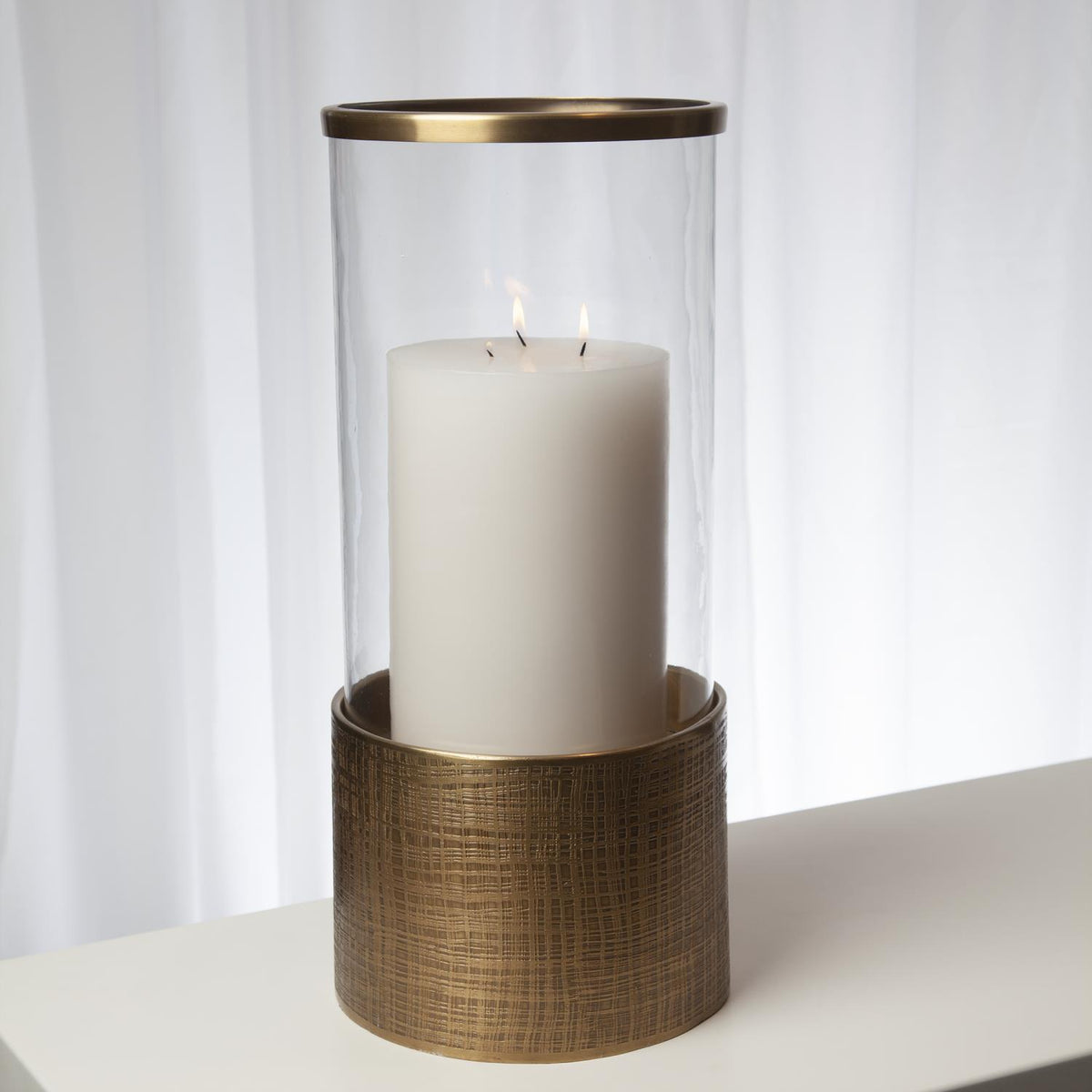 Plaid Etched Glass Hurricane