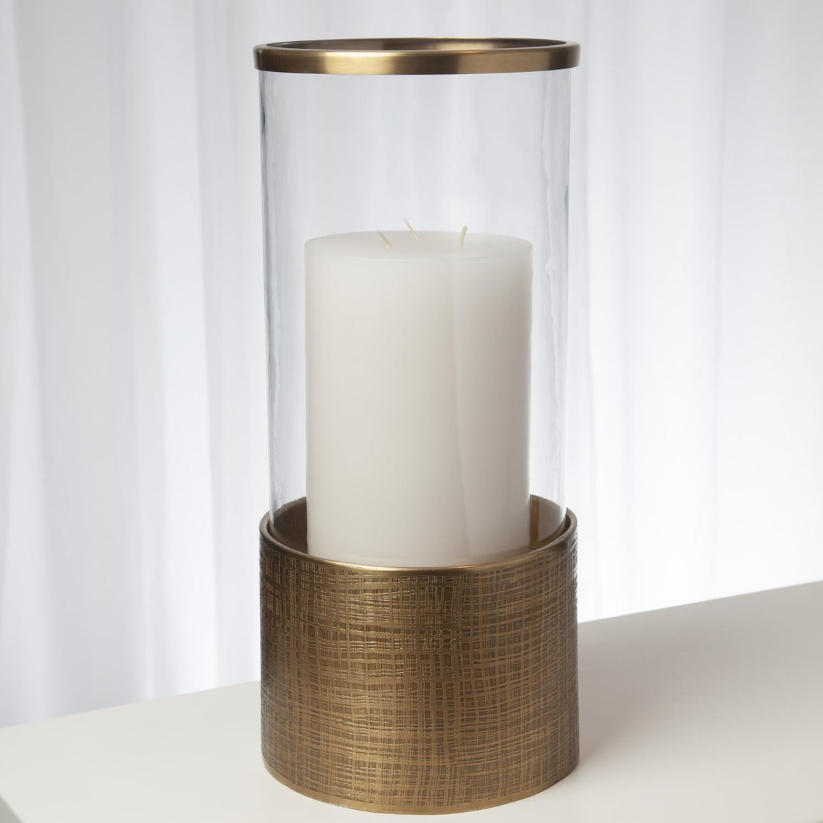 Plaid Etched Glass Hurricane