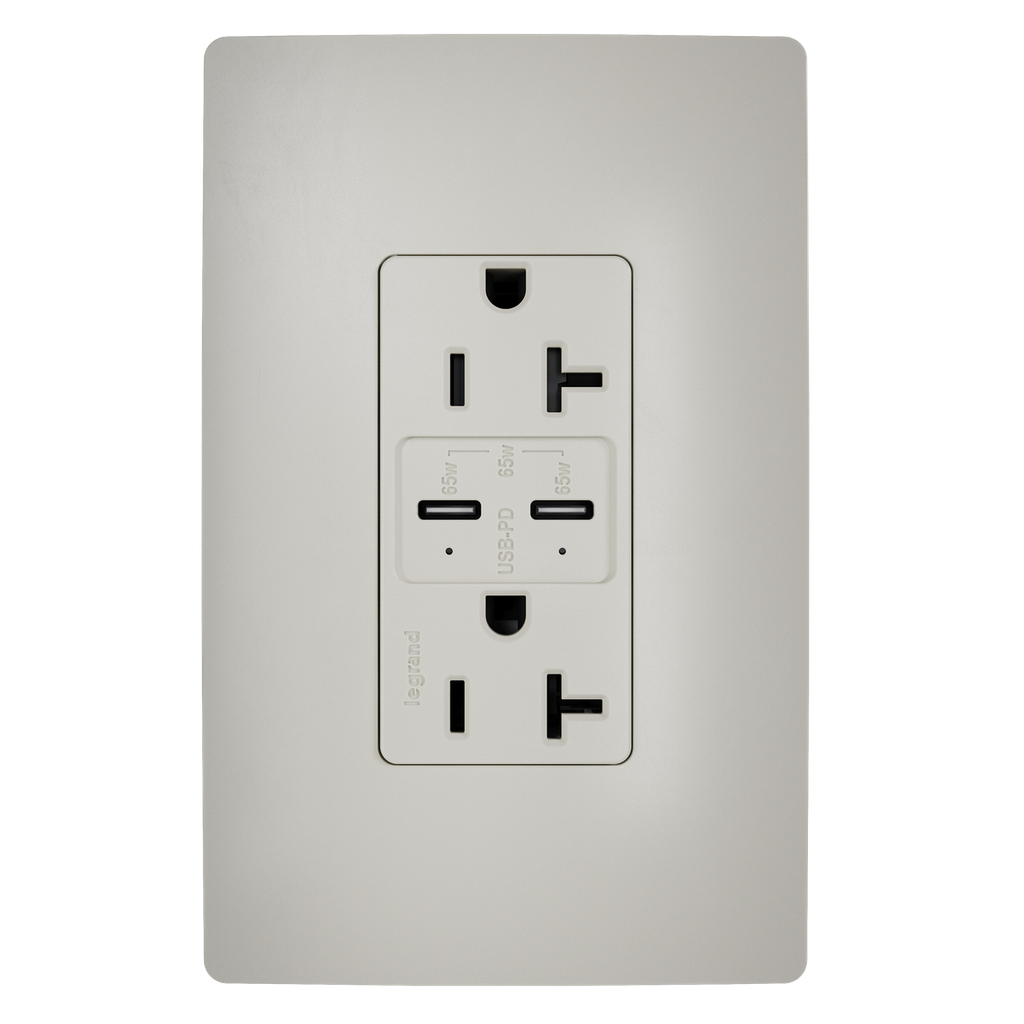 radiant® 65W Commercial USB Outlet, Type C, 20A, Tamper-Resistant