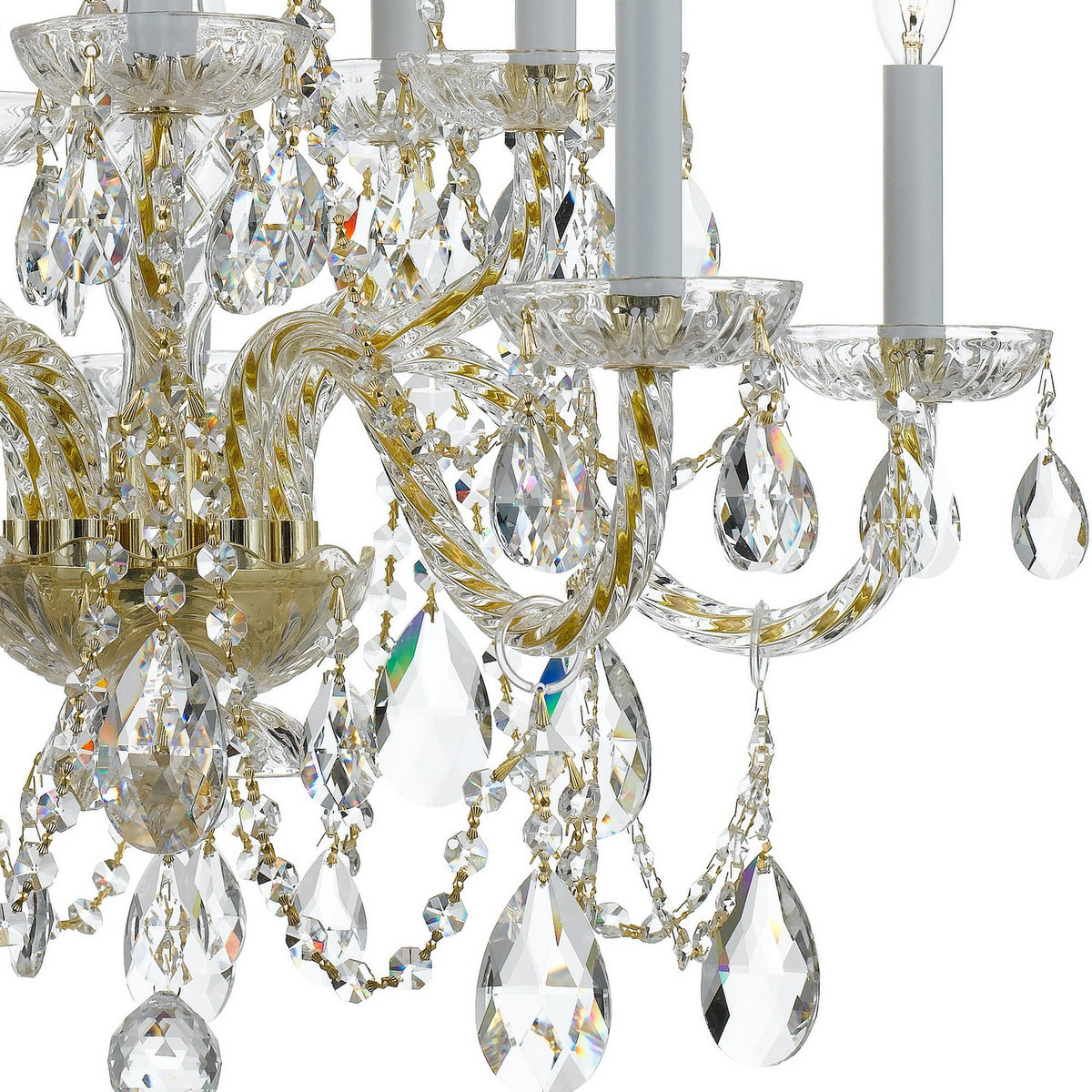 Crystorama - 1130-PB-CL-SAQ - Dix Lumières Suspendu - Cristal traditionnel - Laiton poli
