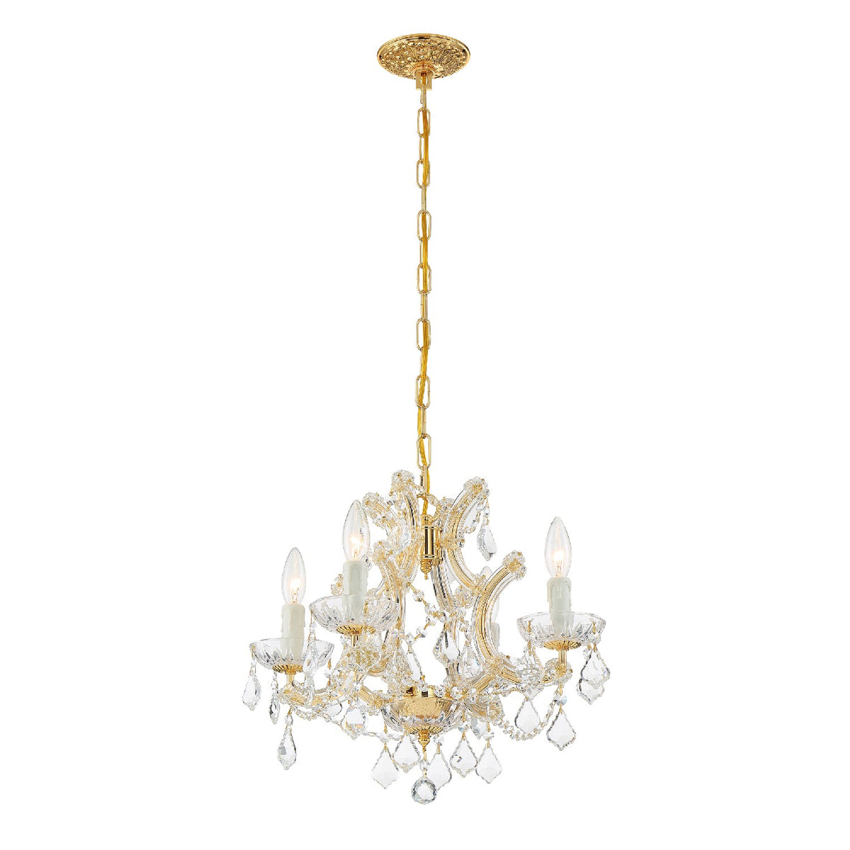 Crystorama - 4474-GD-CL-MWP - Mini lampe à quatre lumières Suspendu - Marie-Thérèse - Or