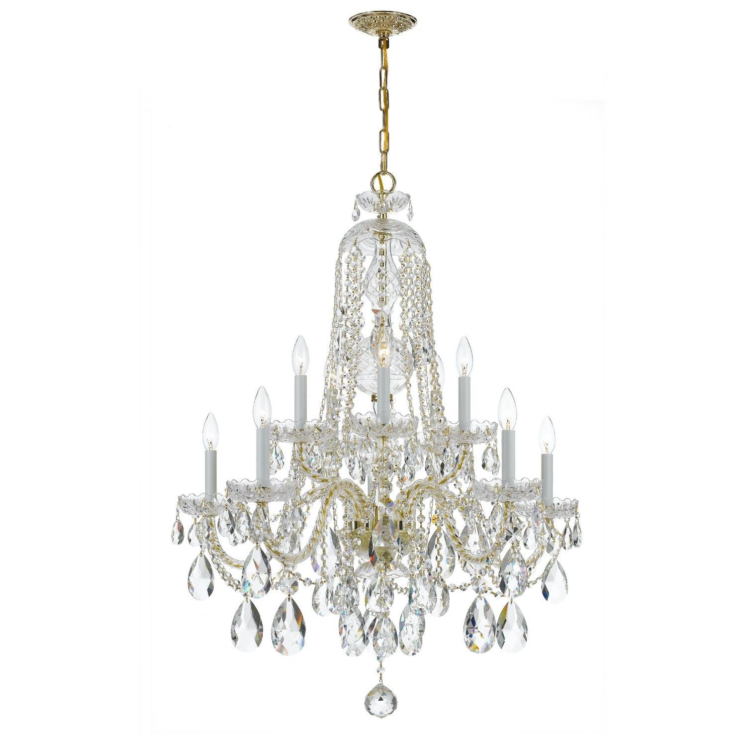 Crystorama - 1110-PB-CL-MWP - Ten Light Chandelier - Traditional Crystal - Polished Brass