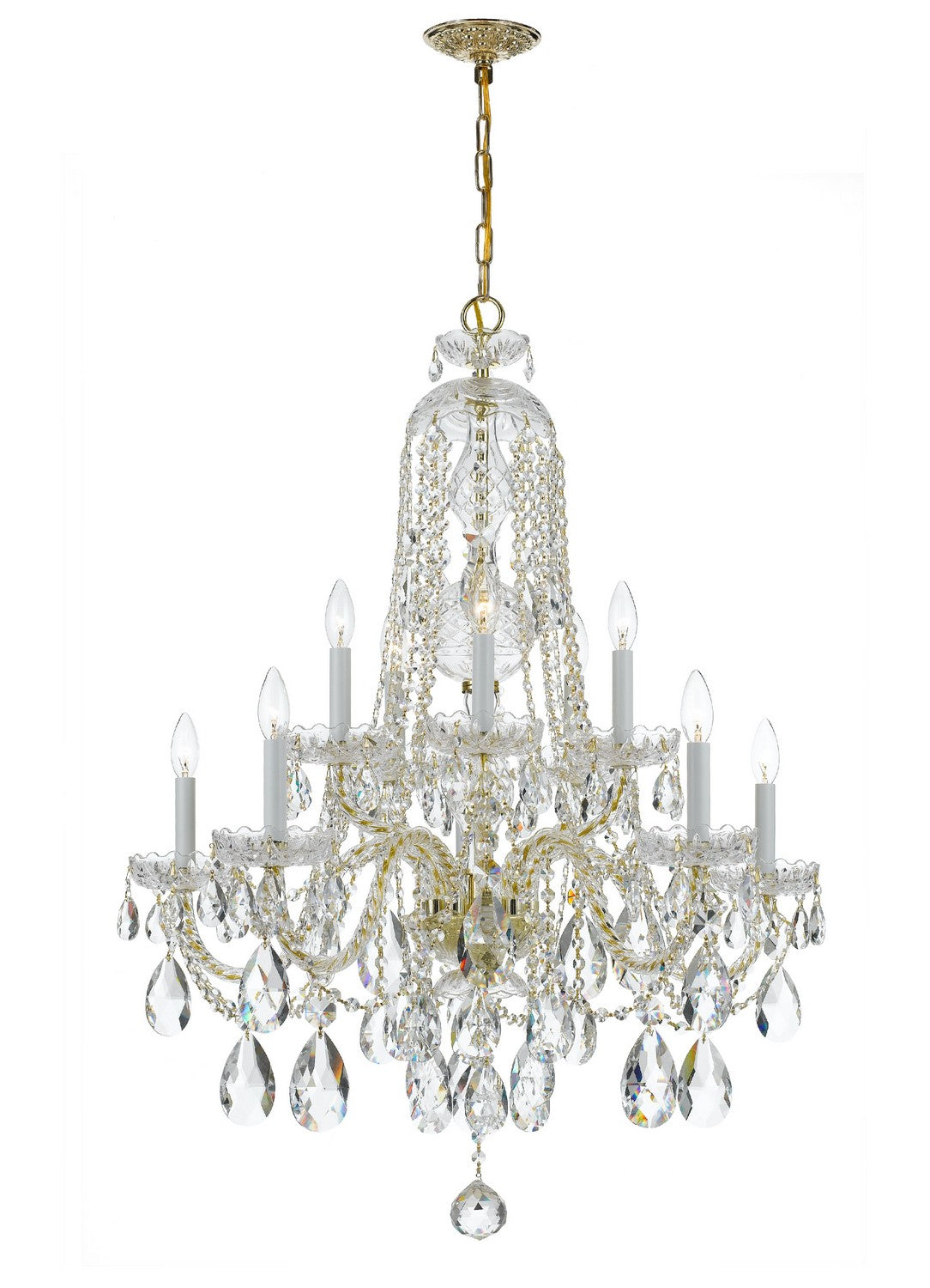 Crystorama - 1110-PB-CL-S - Dix lumières Suspendu - Cristal traditionnel - Laiton poli