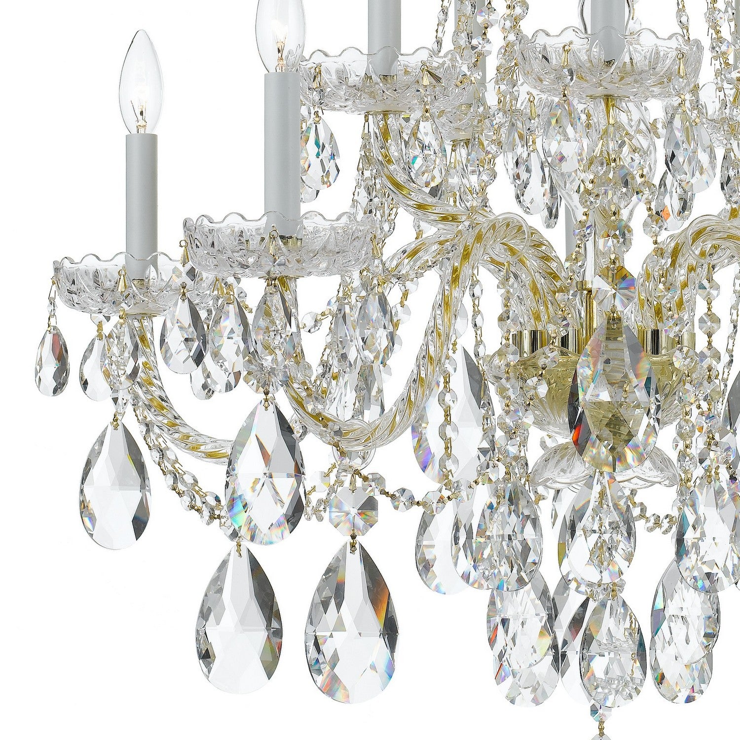 Crystorama - 1110-PB-CL-SAQ - Dix Lumières Suspendu - Cristal traditionnel - Laiton poli