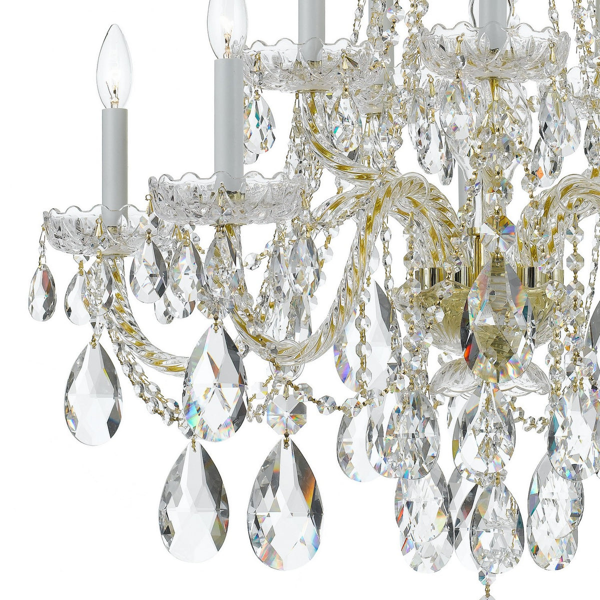 Crystorama - 1110-PB-CL-SAQ - Dix Lumières Suspendu - Cristal traditionnel - Laiton poli