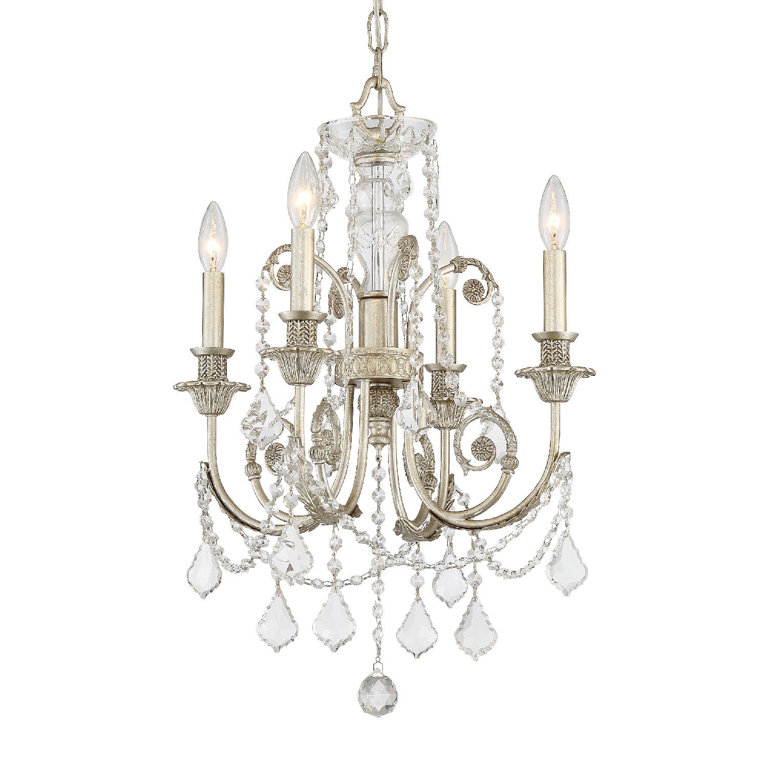 Crystorama - 5114-OS-CL-MWP - Mini lampe à quatre lumières Suspendu - Regis - Olde Silver