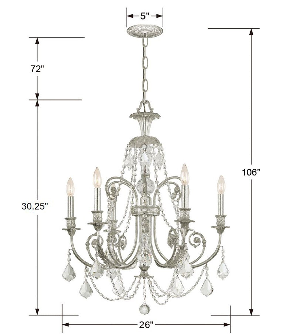 Crystorama - 5116-OS-CL-MWP - Six lumières Suspendu - Regis - Olde Silver