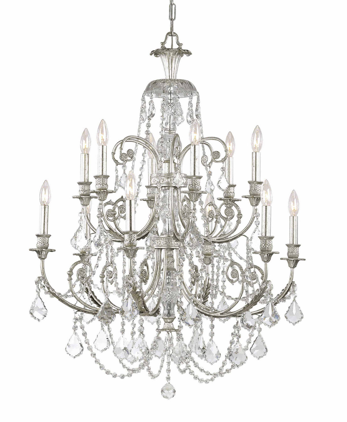 Crystorama - 5119-OS-CL-MWP - 12 Lumières Suspendu - Regis - Olde Silver