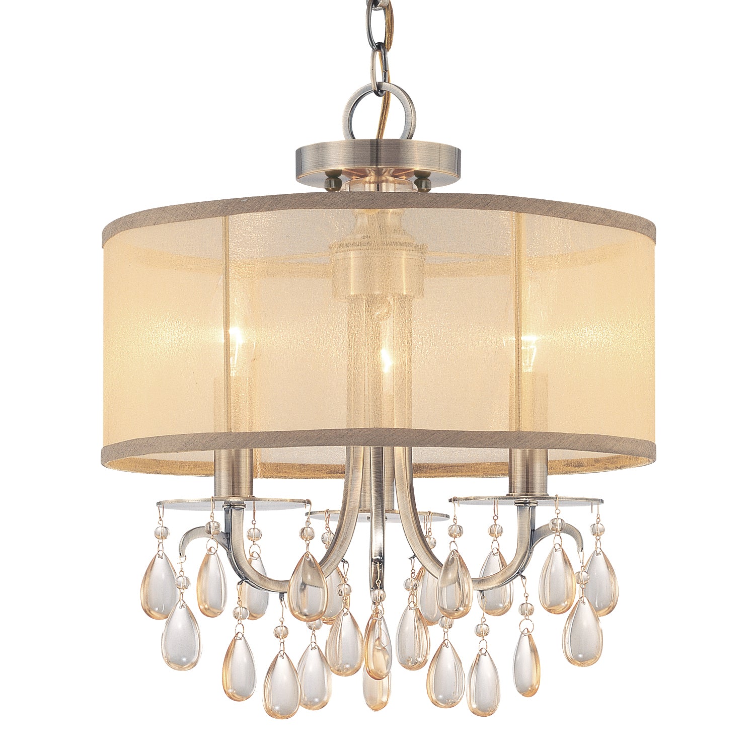 Crystorama - 5623-AB - Mini lampe à trois lumières Suspendu - Hampton - Laiton antique