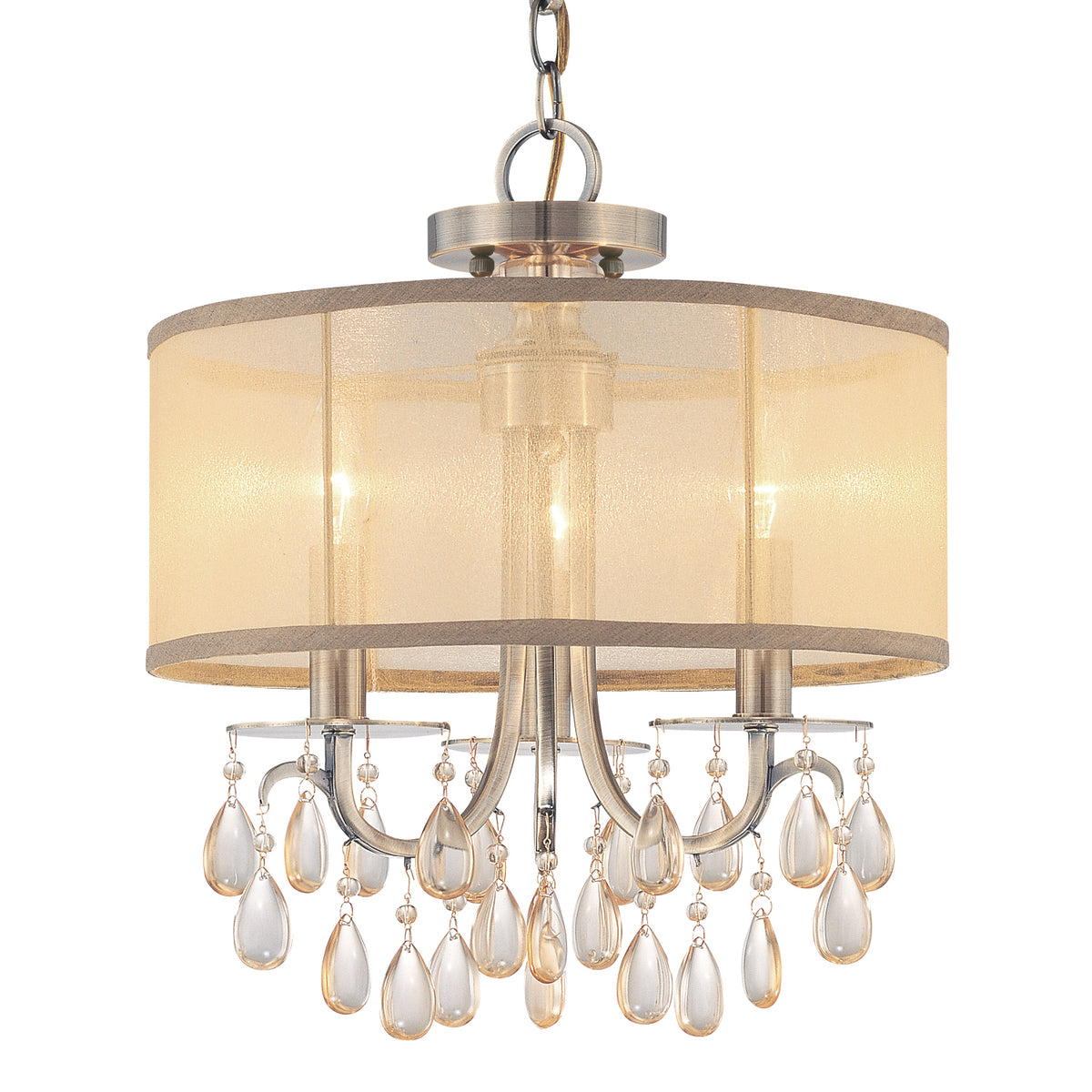 Crystorama - 5623-AB - Mini lampe à trois lumières Suspendu - Hampton - Laiton antique
