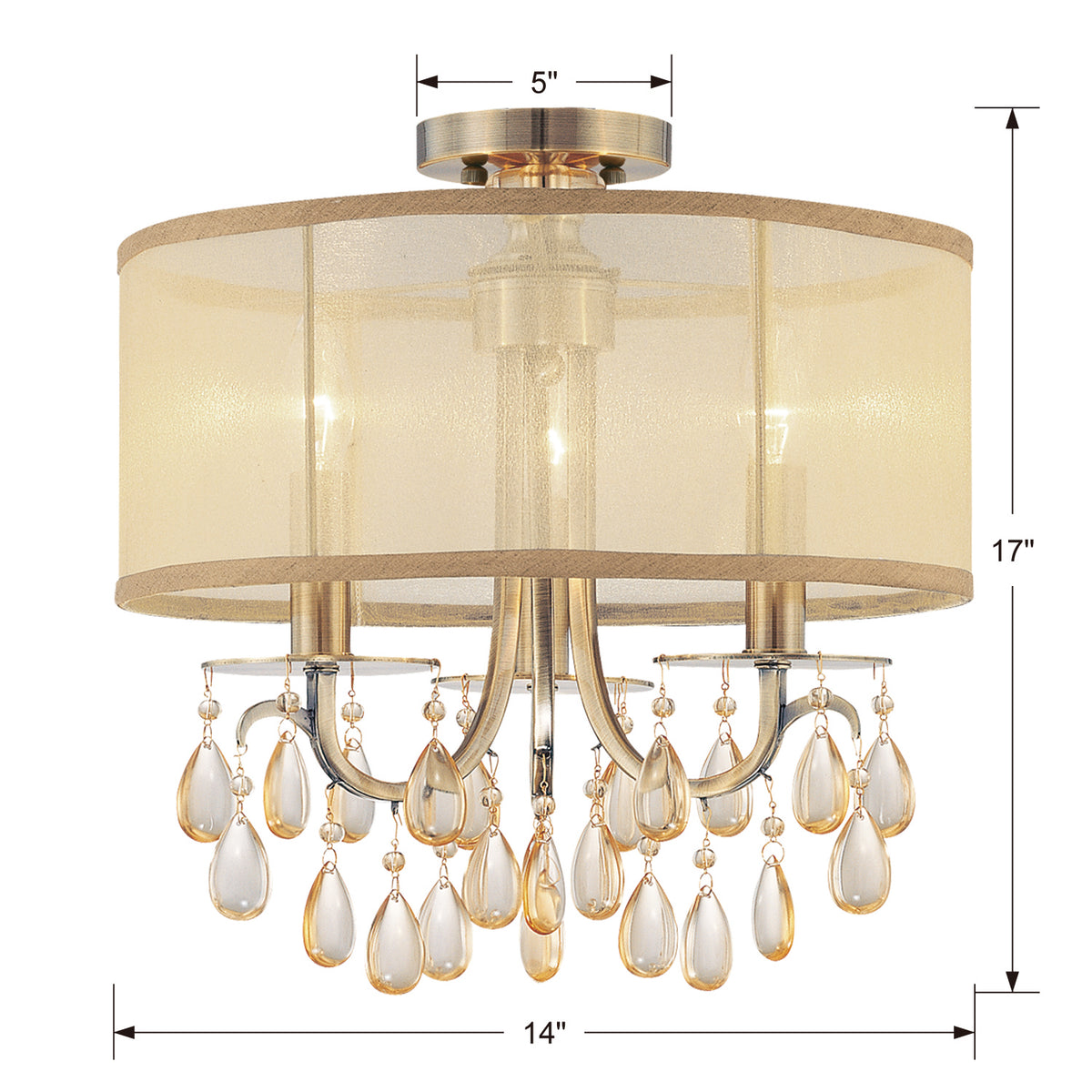 Crystorama - 5623-AB - Mini lampe à trois lumières Suspendu - Hampton - Laiton antique