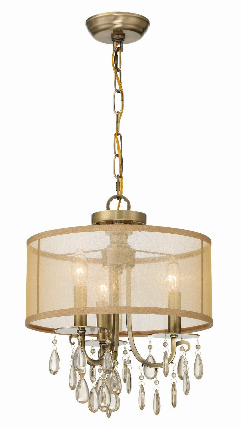 Crystorama - 5623-AB - Mini lampe à trois lumières Suspendu - Hampton - Laiton antique