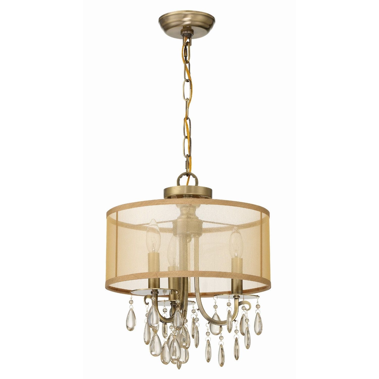 Crystorama - 5623-AB - Mini lampe à trois lumières Suspendu - Hampton - Laiton antique