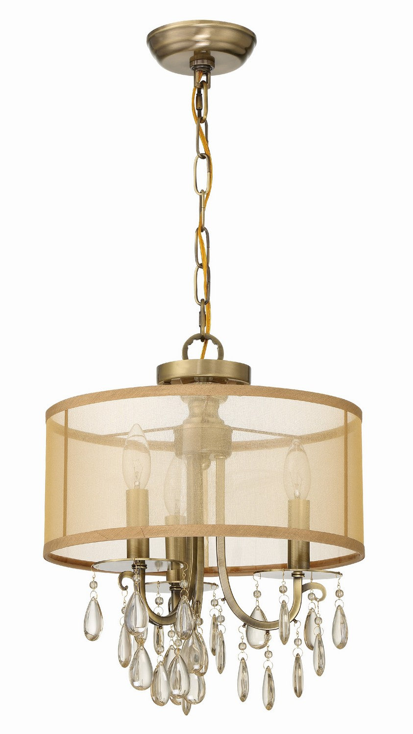 Crystorama - 5623-AB - Mini lampe à trois lumières Suspendu - Hampton - Laiton antique