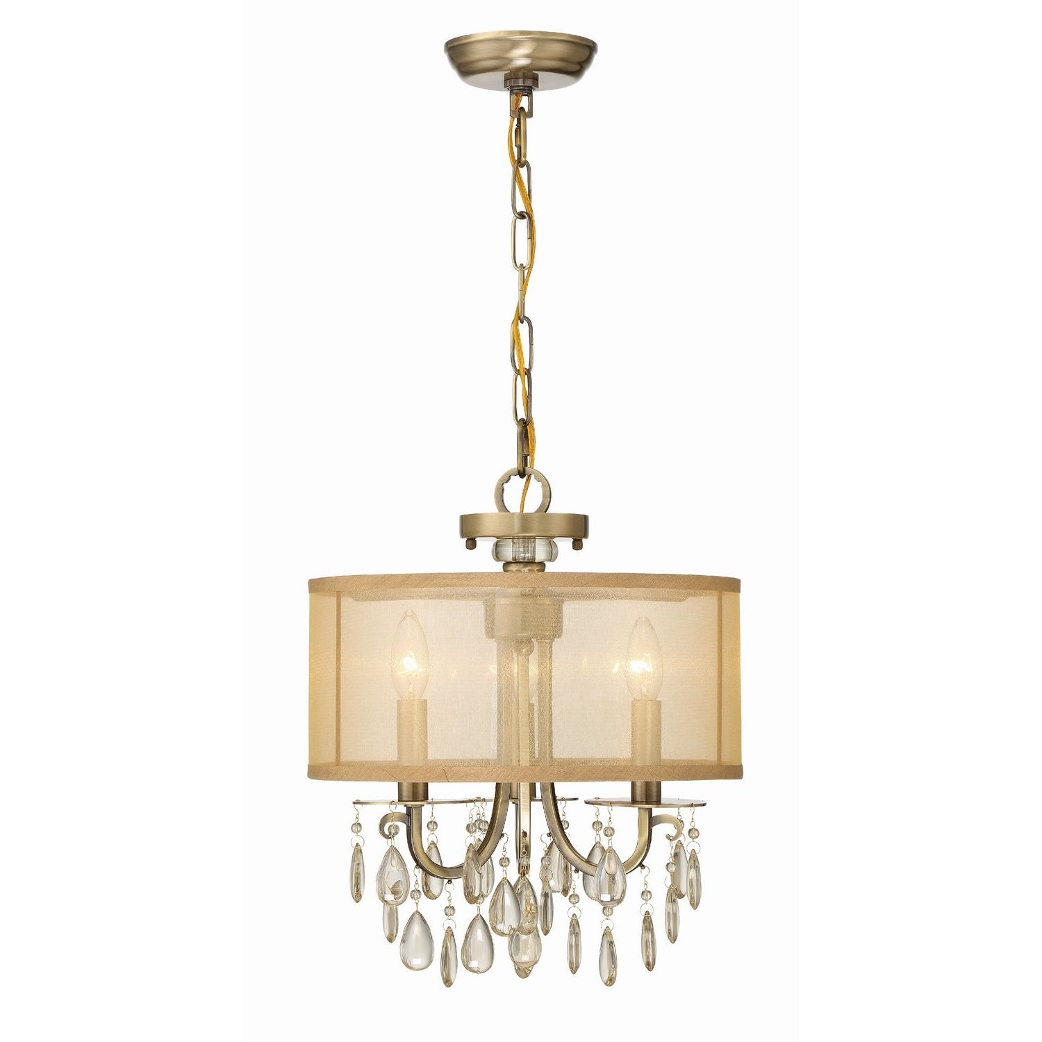 Crystorama - 5623-AB - Mini lampe à trois lumières Suspendu - Hampton - Laiton antique