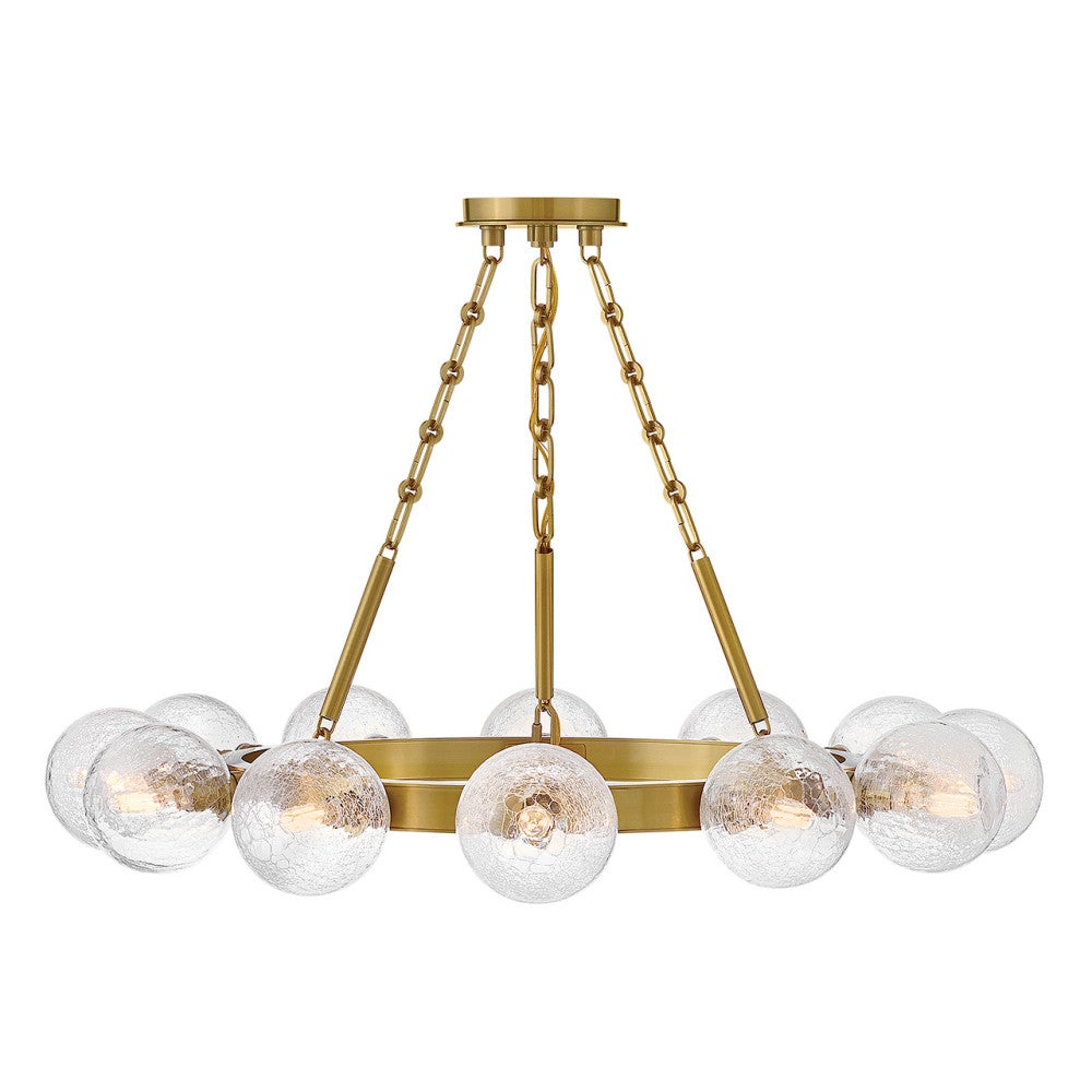 Fredrick Ramond FR30524LCB Coco Crackle Glass Chandelier in Lacquered Brass