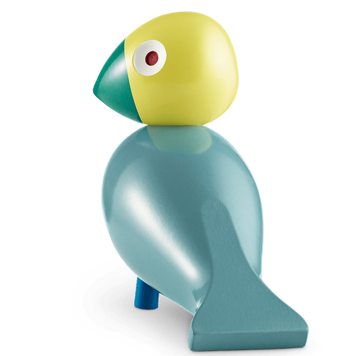 Kay Bojesen 39405 Figurine en bois oiseau chanteur turquoise/jaune