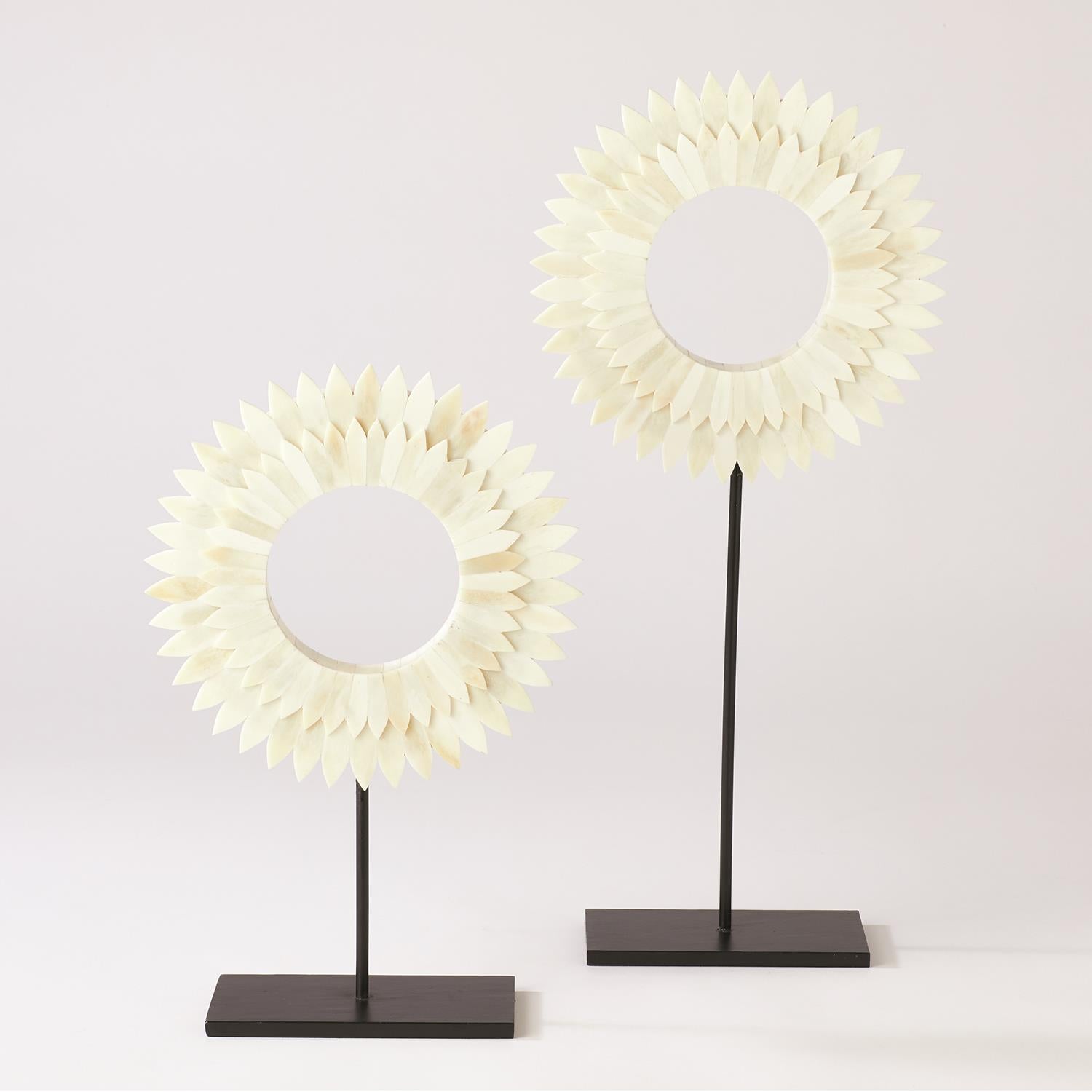 Two Layer Bone Sunburst Mounted Rings