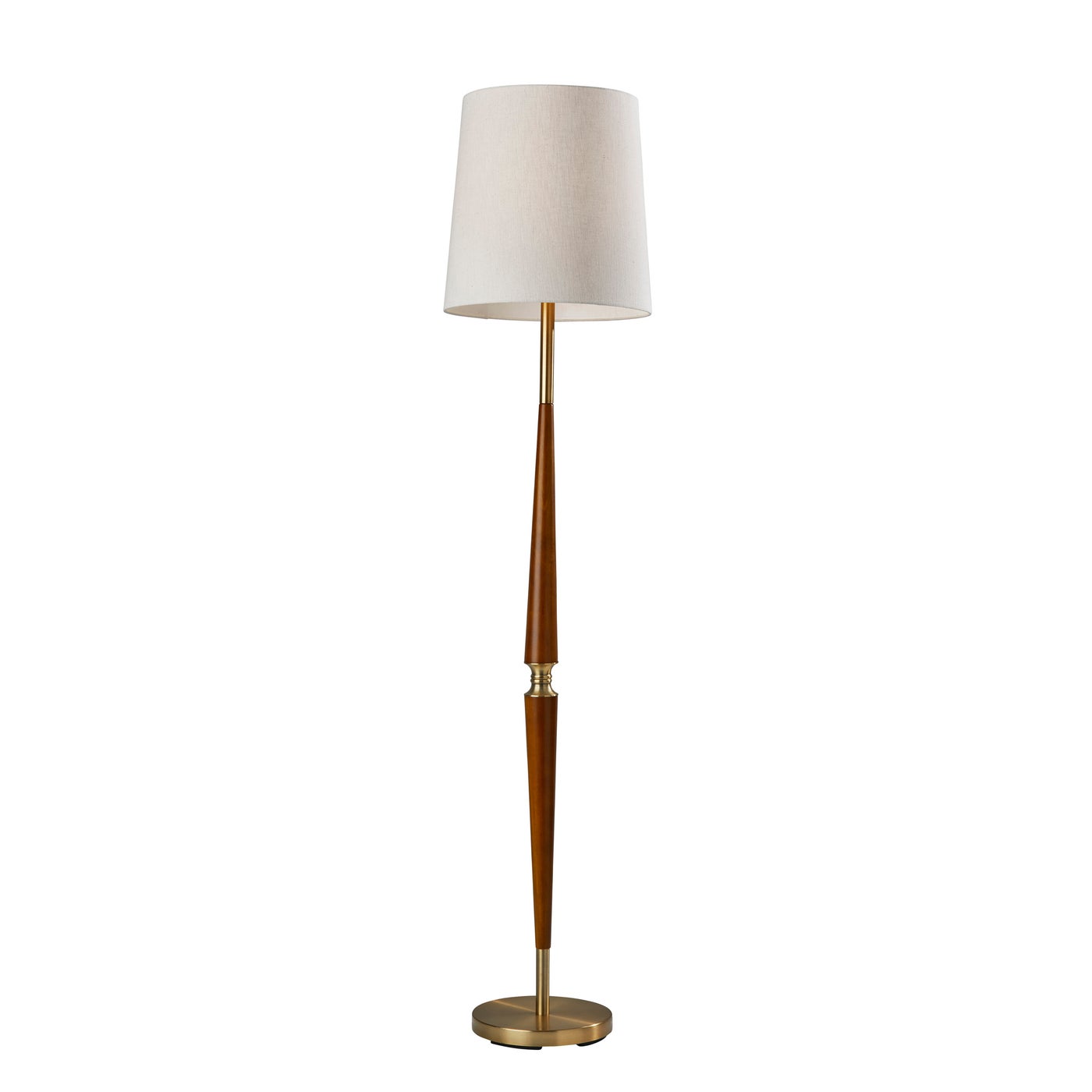 Adesso Home - 3154-15 - Floor Lamp - Weston - Walnut Rubberwood W. Antique Brass Accents