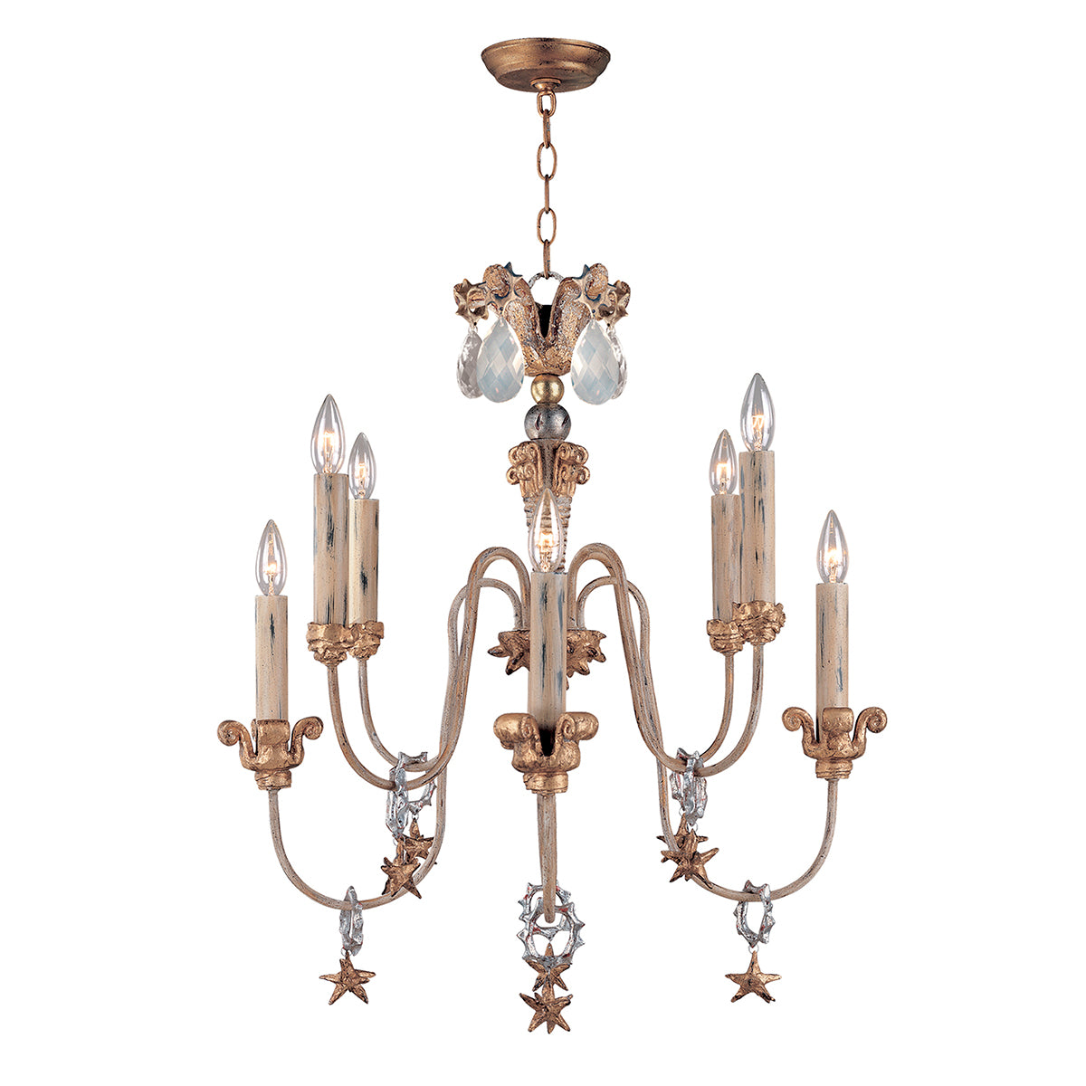 Lucas + McKearn - CH1111 - Eight Light Chandelier - Mignon - Gold, Silver/Cream