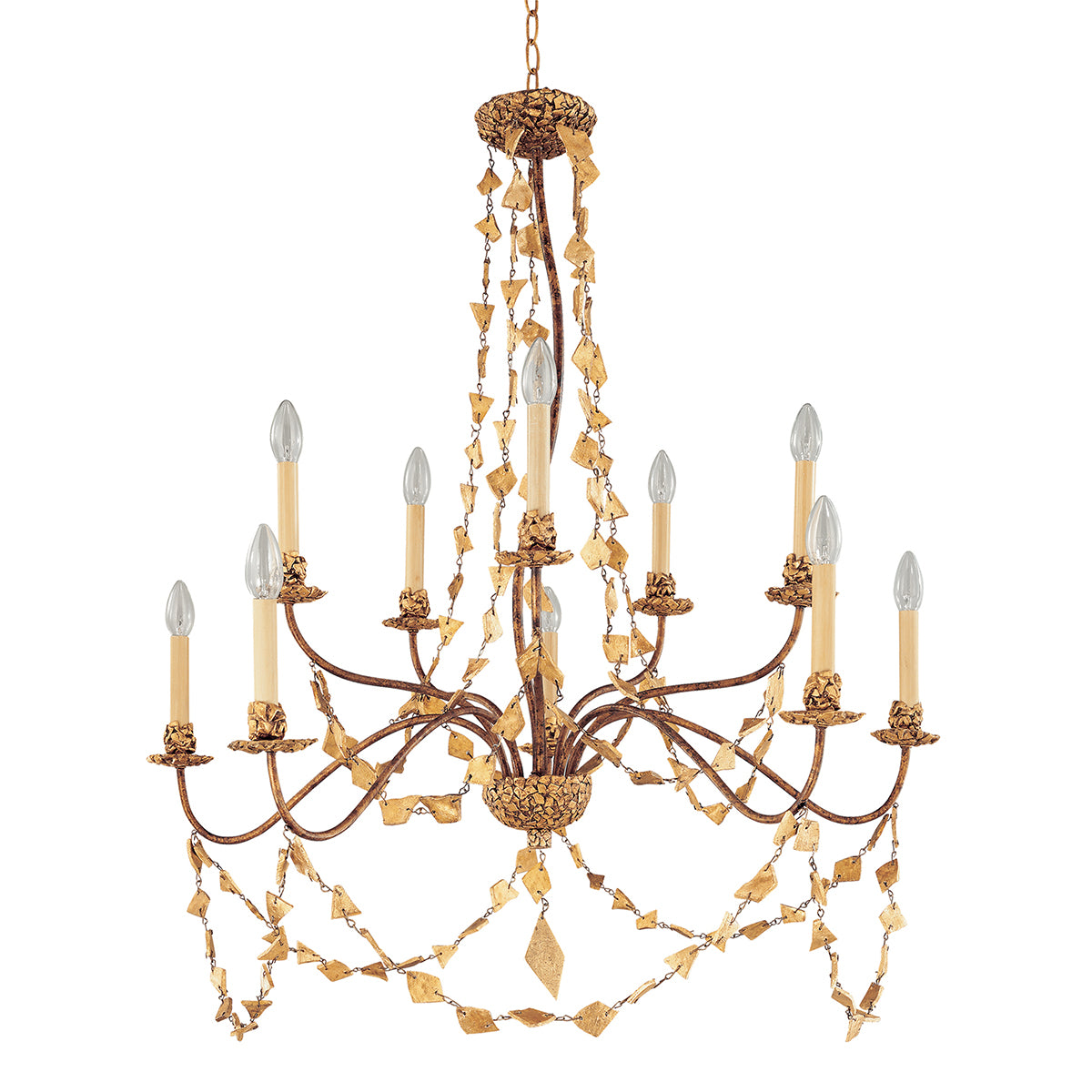 Lucas + McKearn - CH1158-10 - Ten Light Chandelier - Mosaic - Gold Leaf