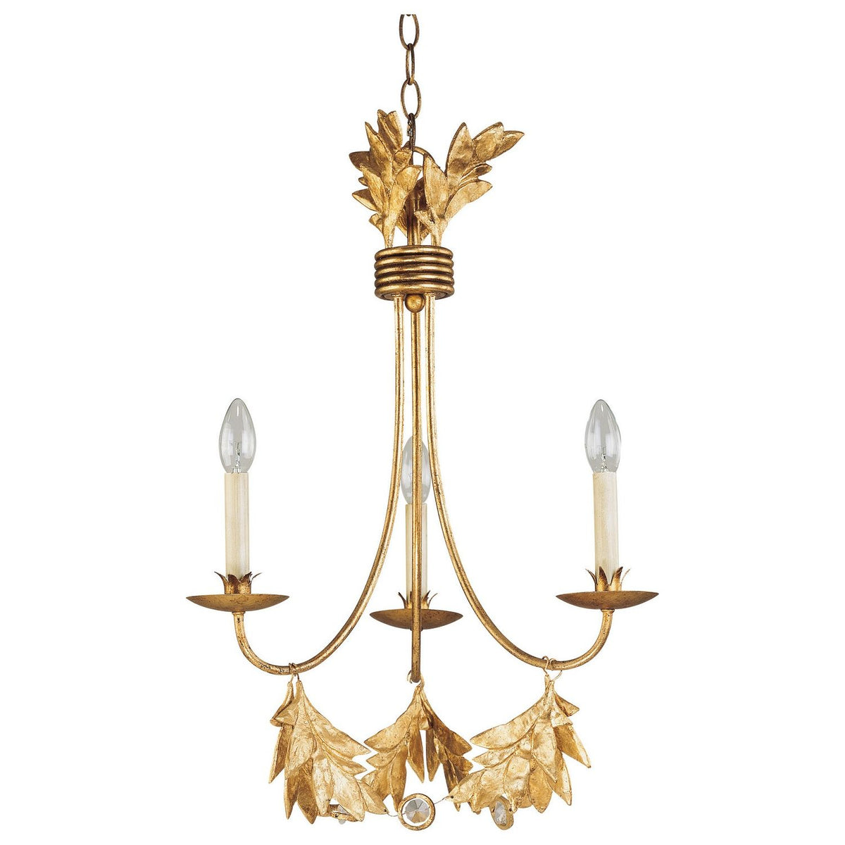 Lucas + McKearn - CH1159-3 - Three Light Mini Chandelier - Sweet Olive - Distressed Gold