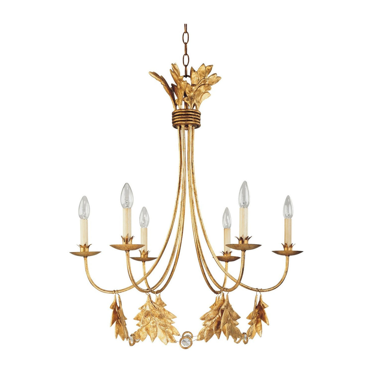 Lucas + McKearn - CH1159-6 - Six Light Chandelier - Sweet Olive - Distressed Gold