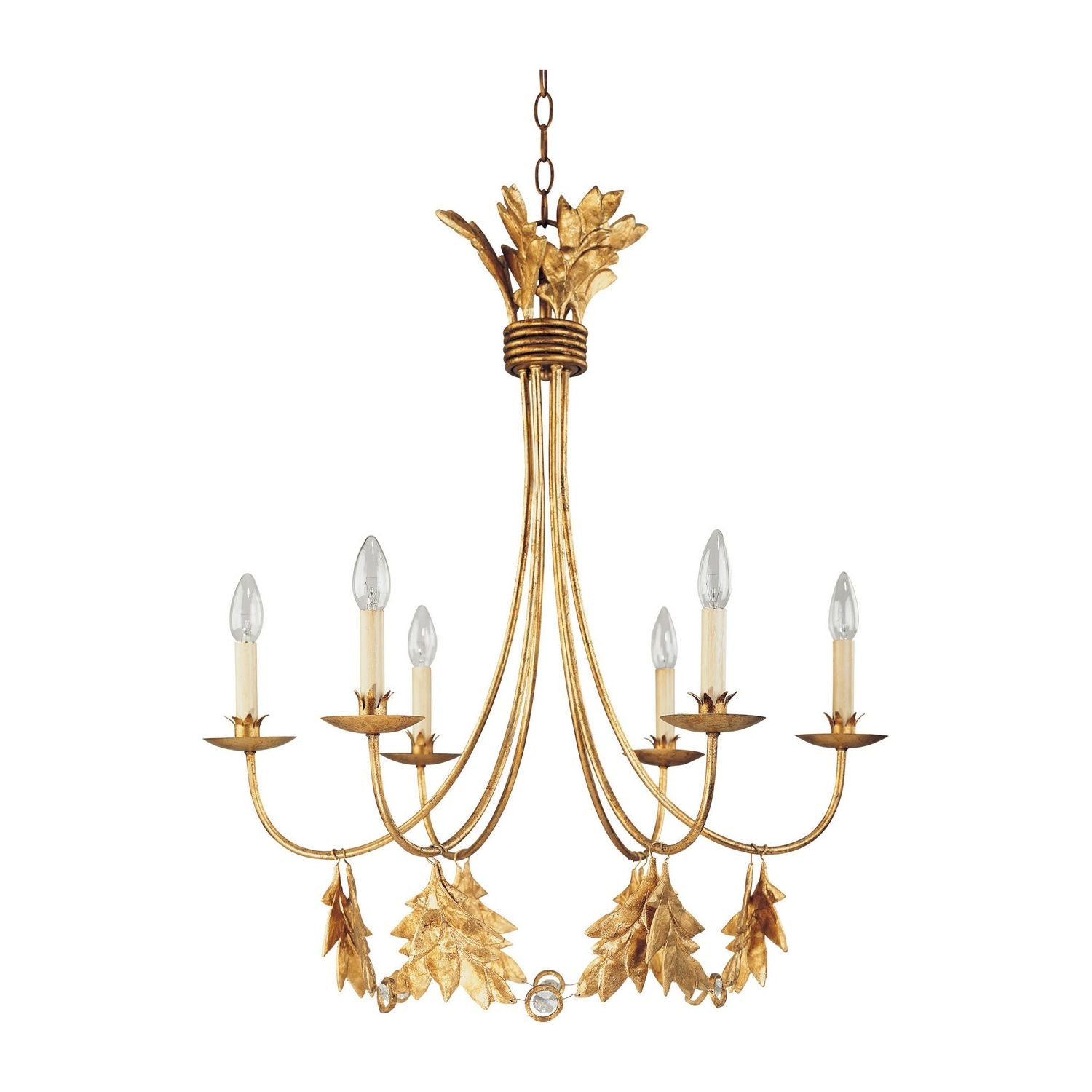 Lucas + McKearn - CH1159-6 - Six Light Chandelier - Sweet Olive - Distressed Gold