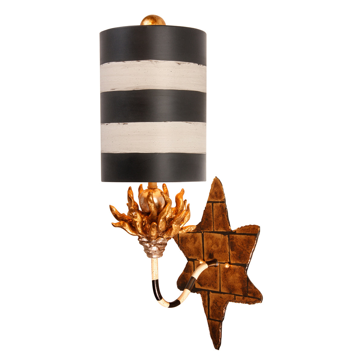Lucas + McKearn - SC1015-1 - One Light Wall Sconce - Audubon - Black/Ivory Shade/Stem W/Gold/Silver Leaf
