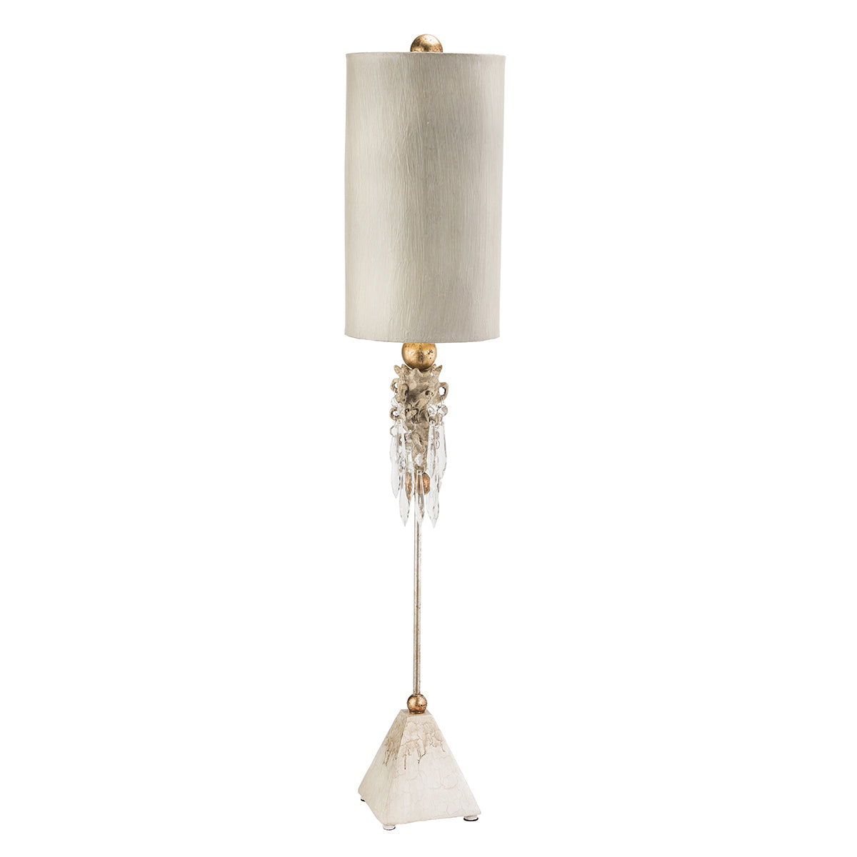 Lucas + McKearn - TA1004 - One Light Buffet Lamp - Madison - Pyramid W/Putty Finish, Gold Leaf/Crystal Clusters
