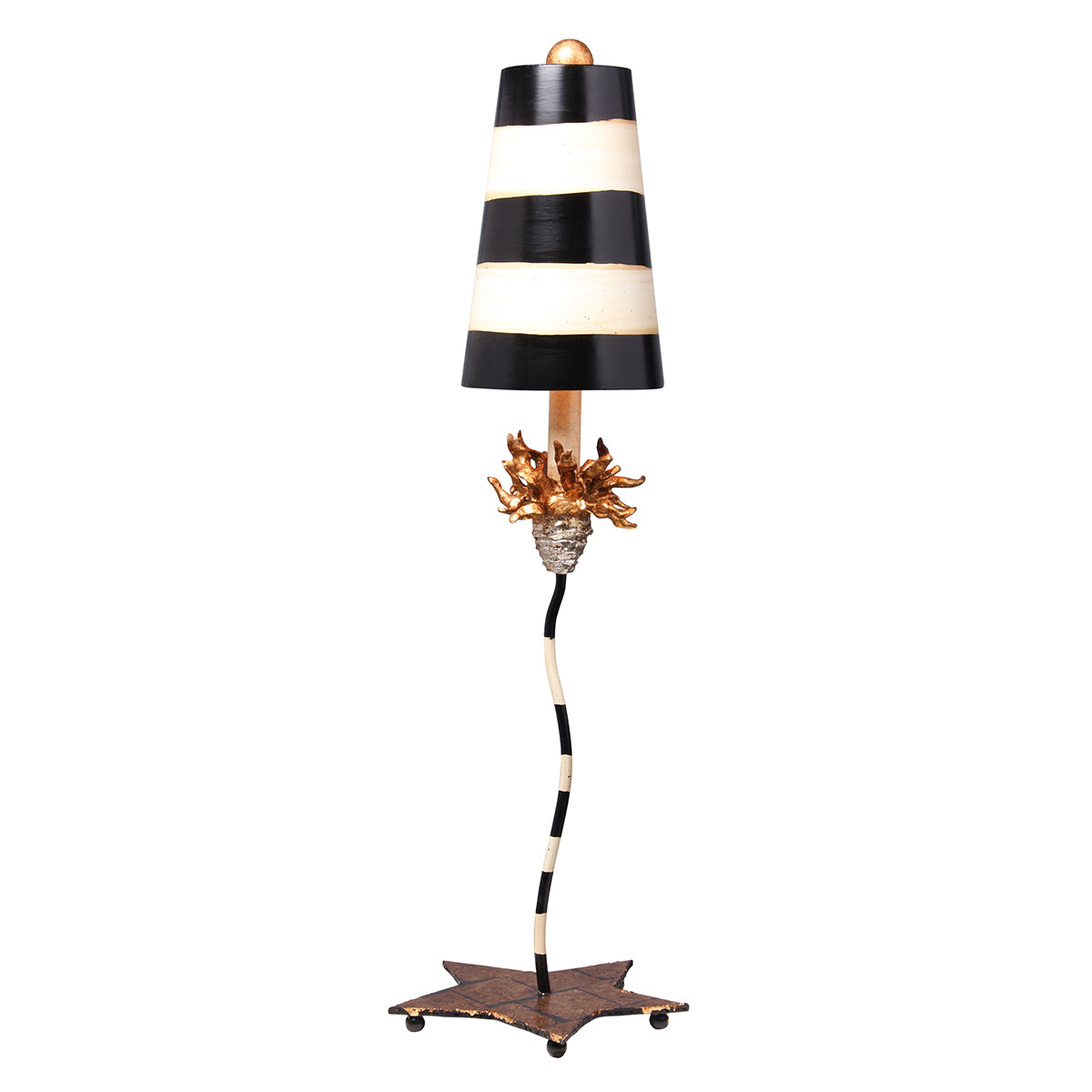 Lucas + McKearn - TA1009 - One Light Buffet Lamp - La Fleur - Curvy Black/Taupe Metal W/Gold Leaf/Blossom